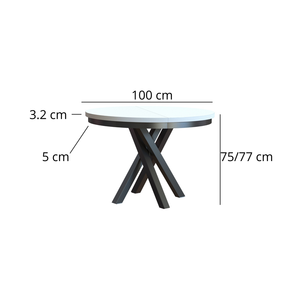 Esstisch Jezz Rund 100 cm - 1 zusätzliche Tischplatte