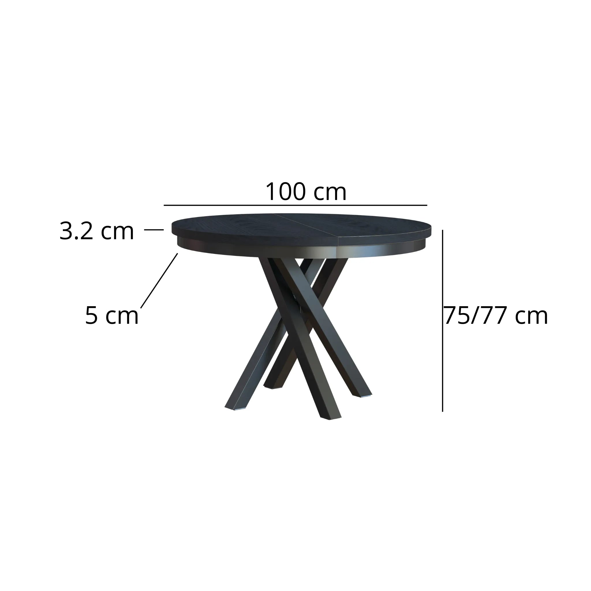 Esstisch Jezz Rund 100 cm - 1 zusätzliche Tischplatte