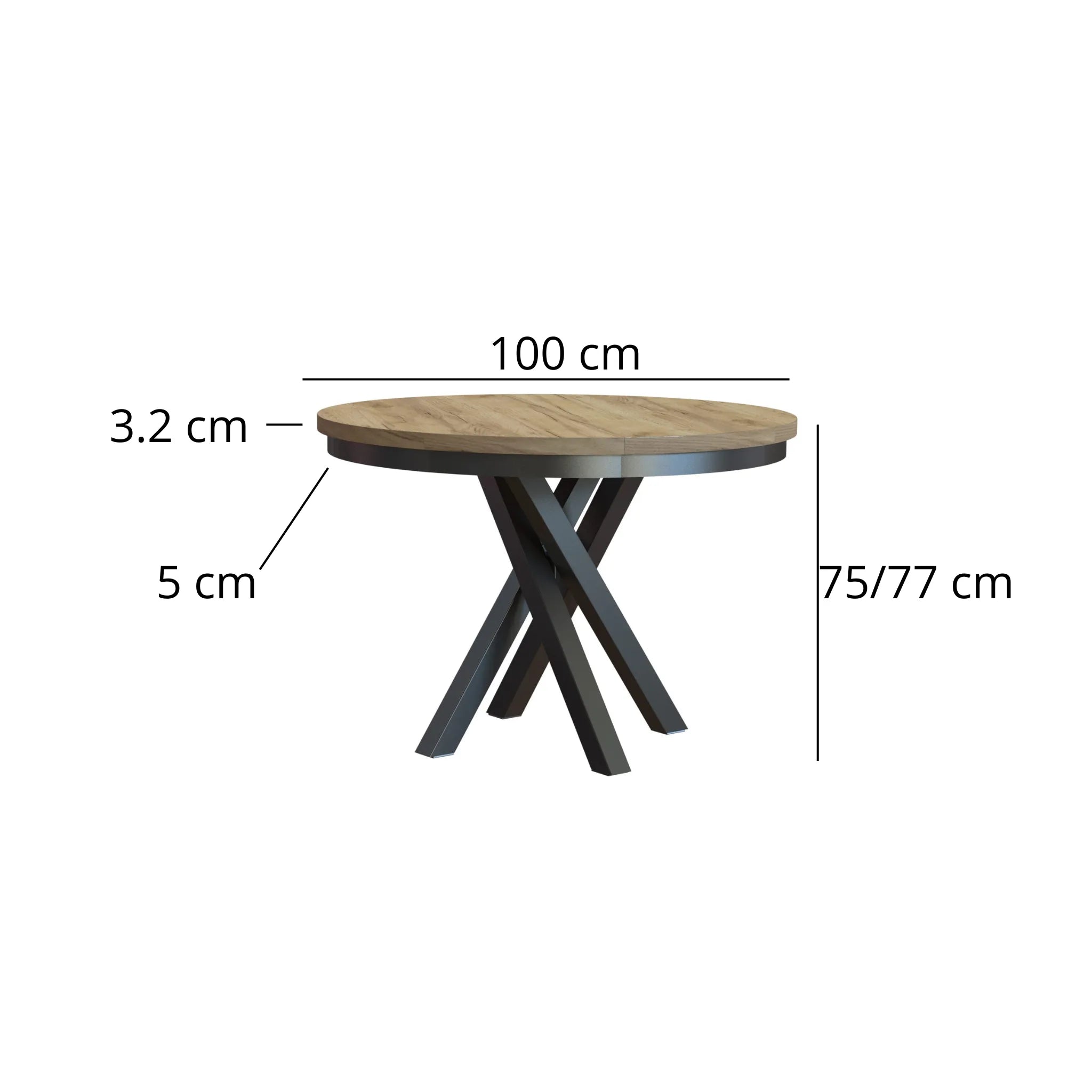 Esstisch Jezz Rund 100 cm - 1 zusätzliche Tischplatte