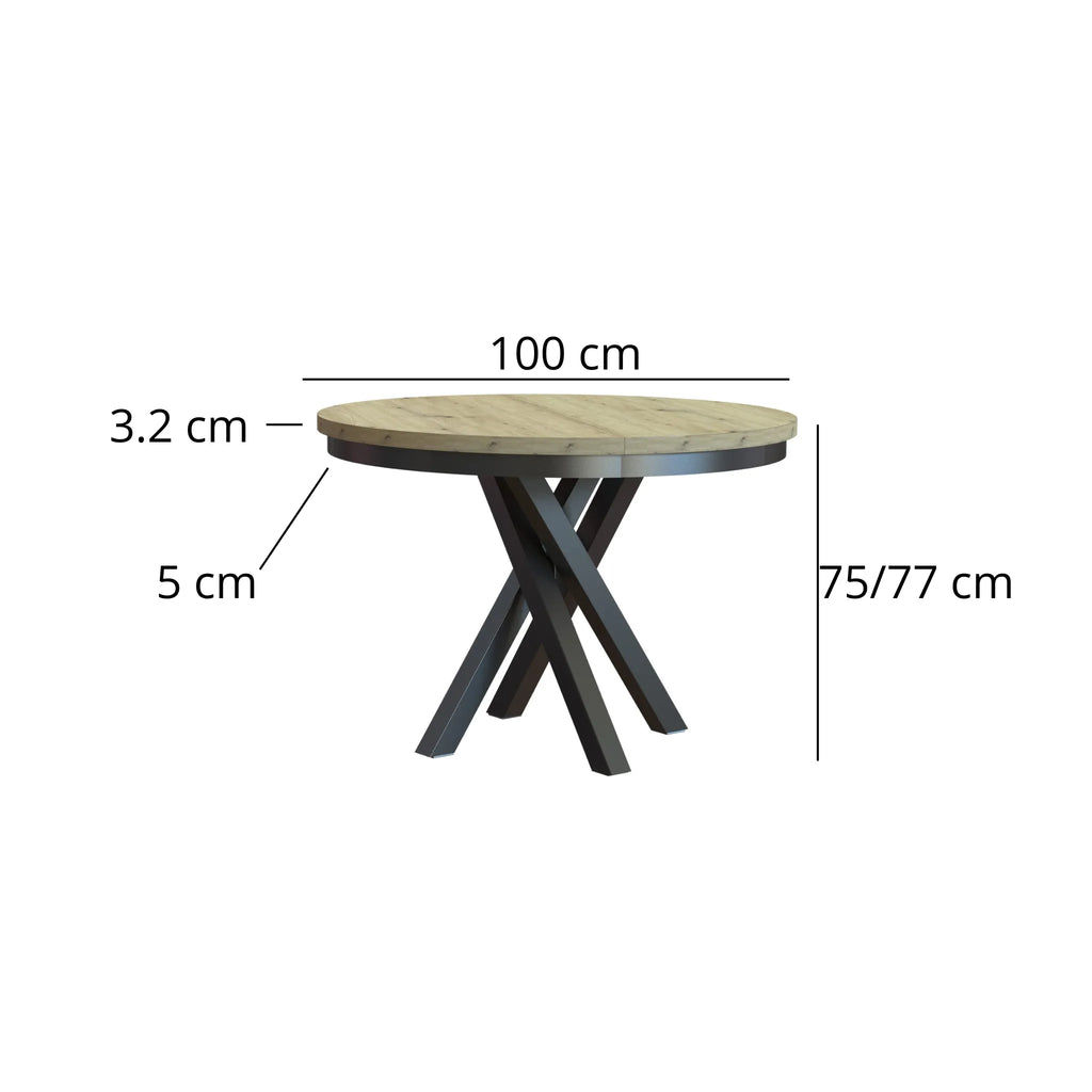 Esstisch Jezz Rund 100 cm - 1 zusätzliche Tischplatte