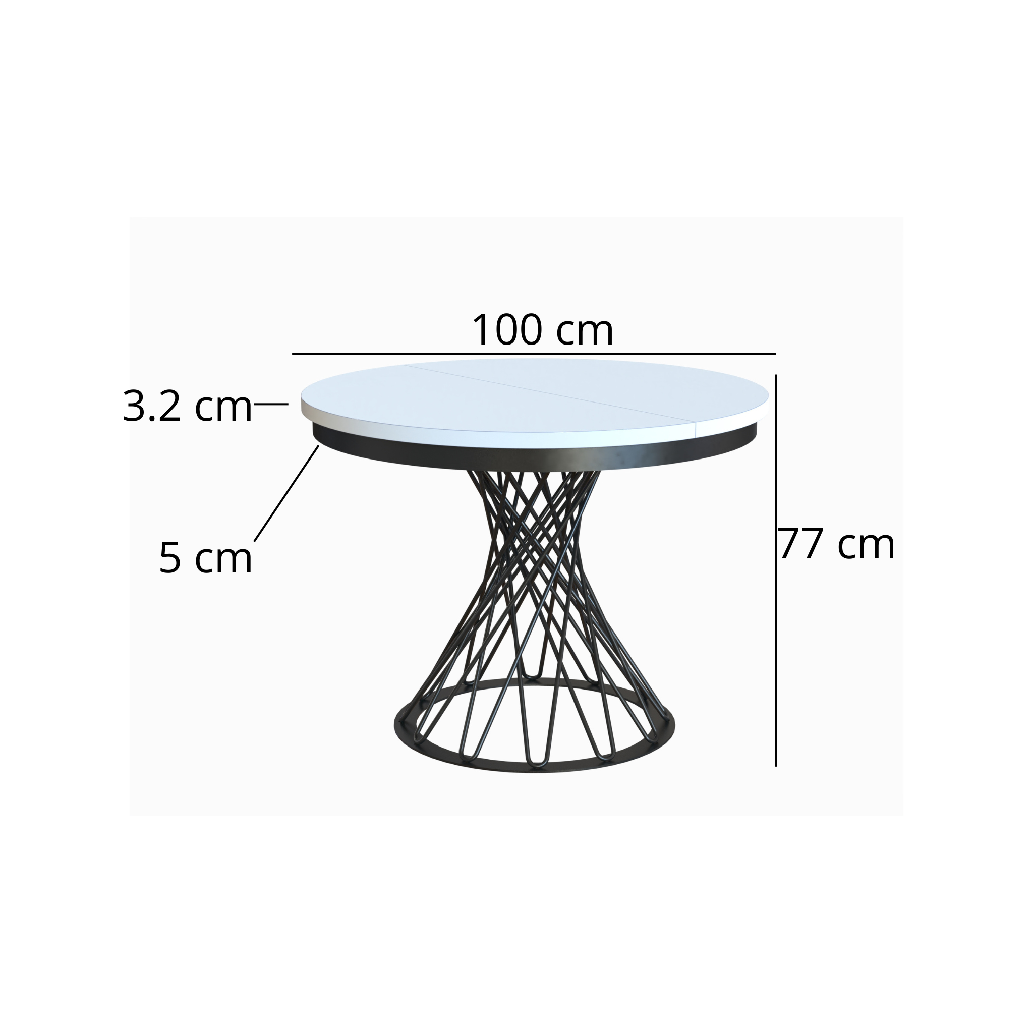 Esstisch Louis Rund 100 cm - 1 zusätzliche Tischplatte