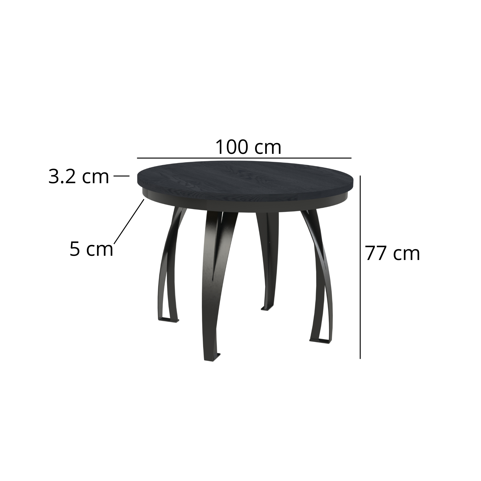 Esstisch Jango-N Rund 100 cm - 2 zusätzliche Tischplatten