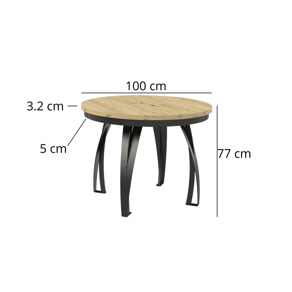 Esstisch Jango-N Rund 100 cm - 2 zusätzliche Tischplatten