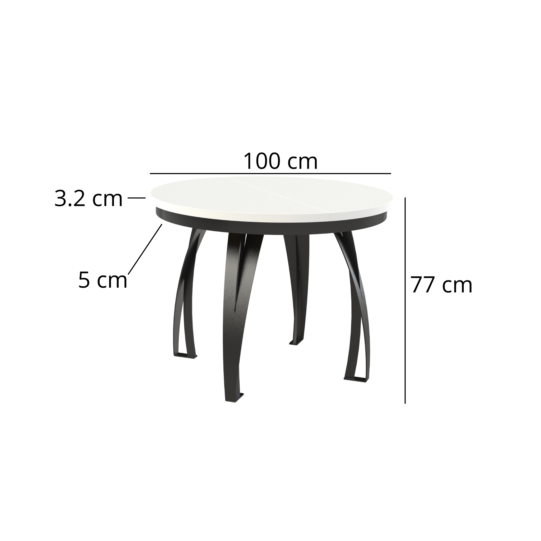 Esstisch Jango-N Rund 100 cm - 2 zusätzliche Tischplatten