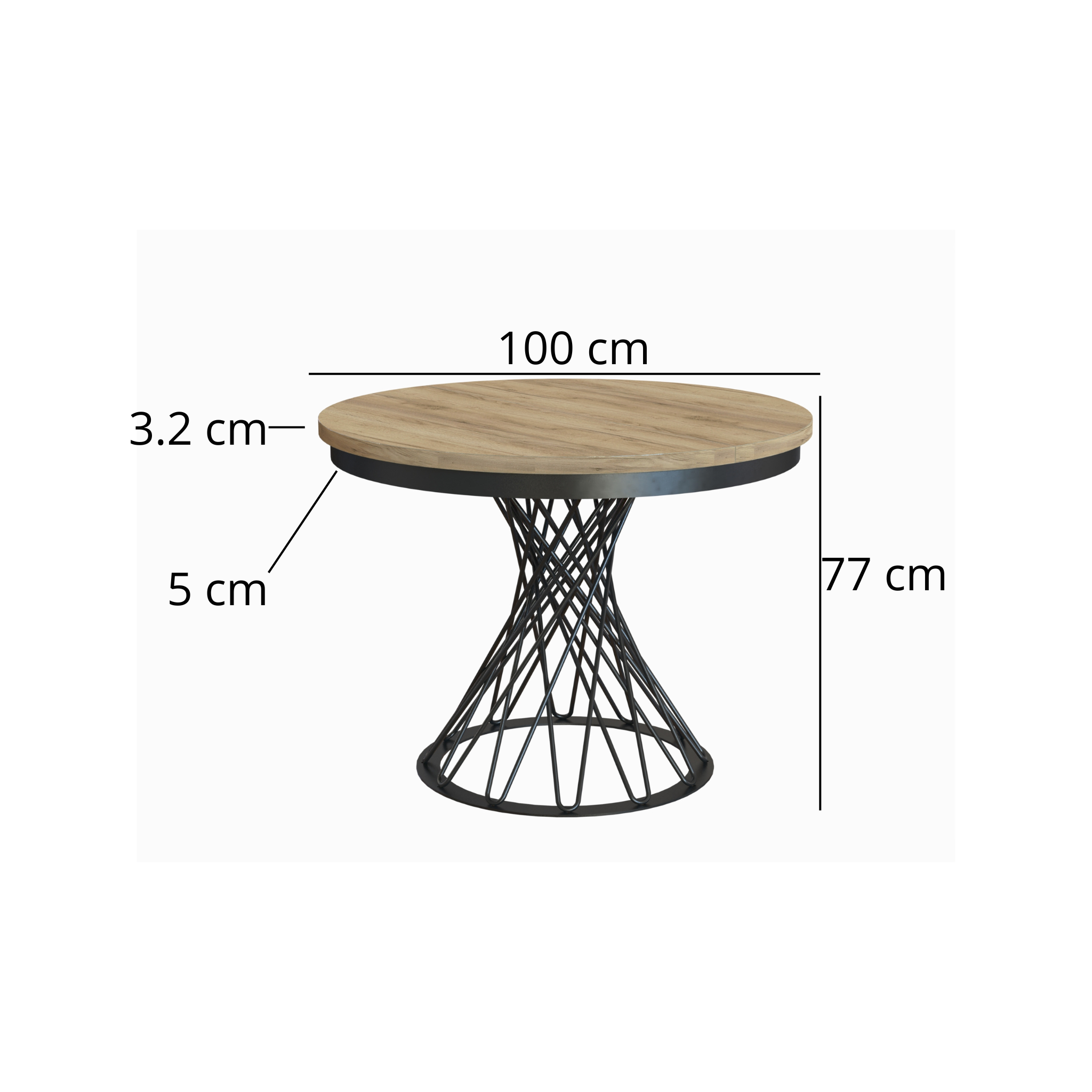 Esstisch Louis Rund 100 cm - 1 zusätzliche Tischplatte
