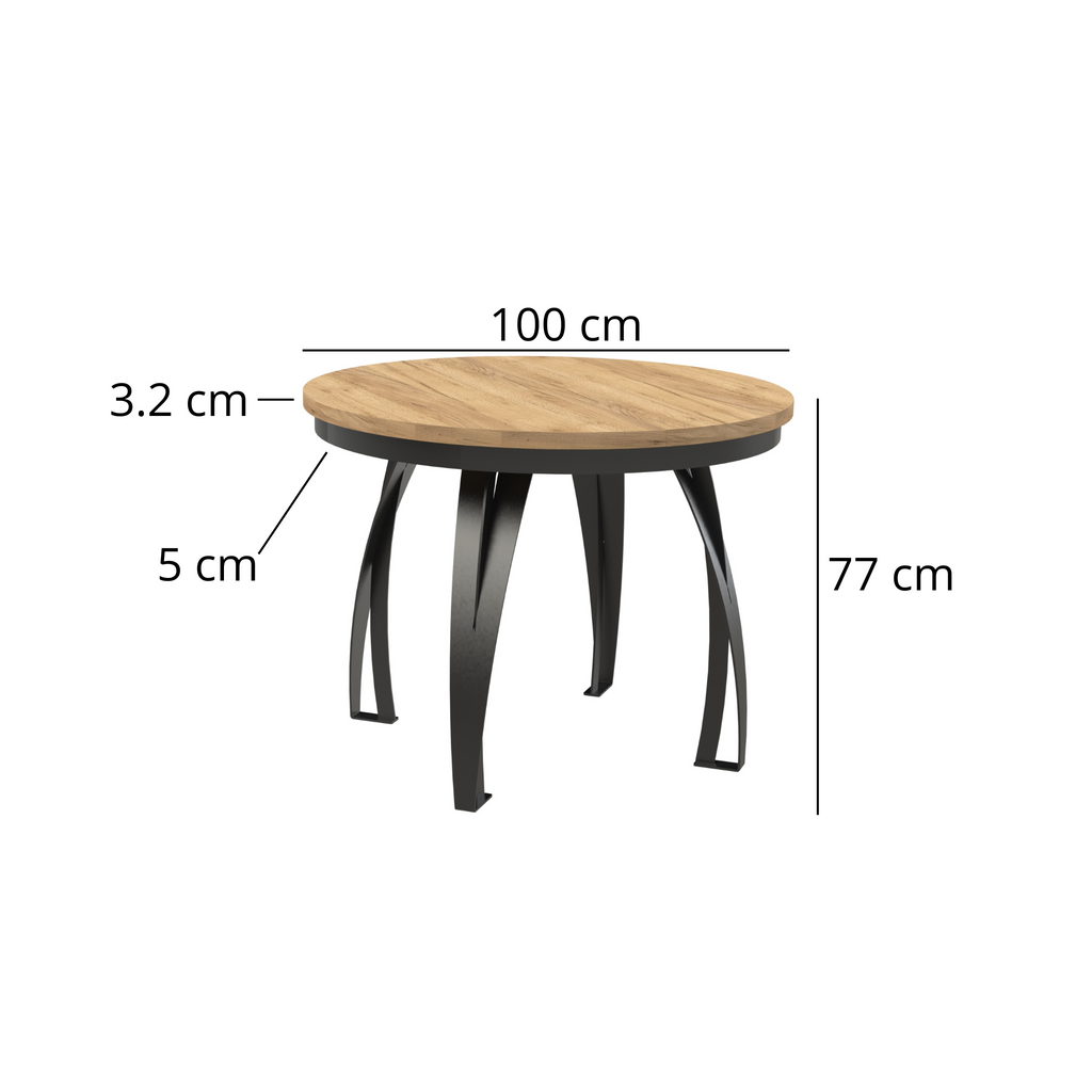 Esstisch Jango-N Rund 100 cm - 2 zusätzliche Tischplatten