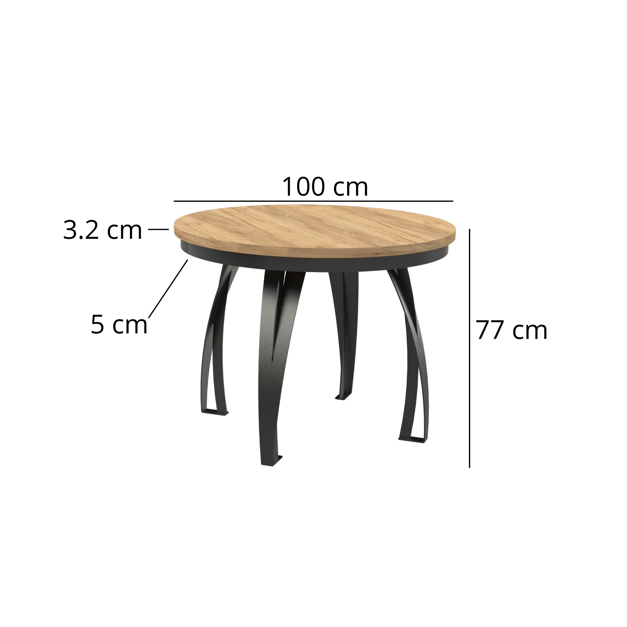 Esstisch Jango-N Rund 100 cm - 2 zusätzliche Tischplatten