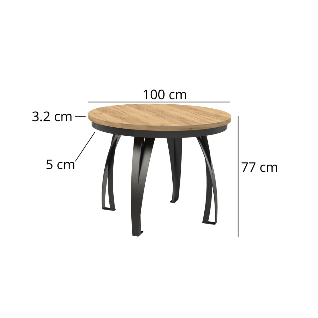 Esstisch Jango-N Rund 100 cm - 2 zusätzliche Tischplatten