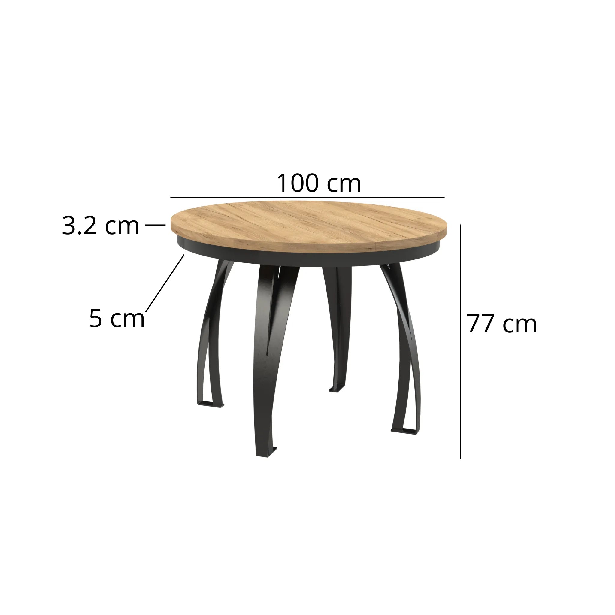 Esstisch Jango-N Rund 100 cm - 2 zusätzliche Tischplatten