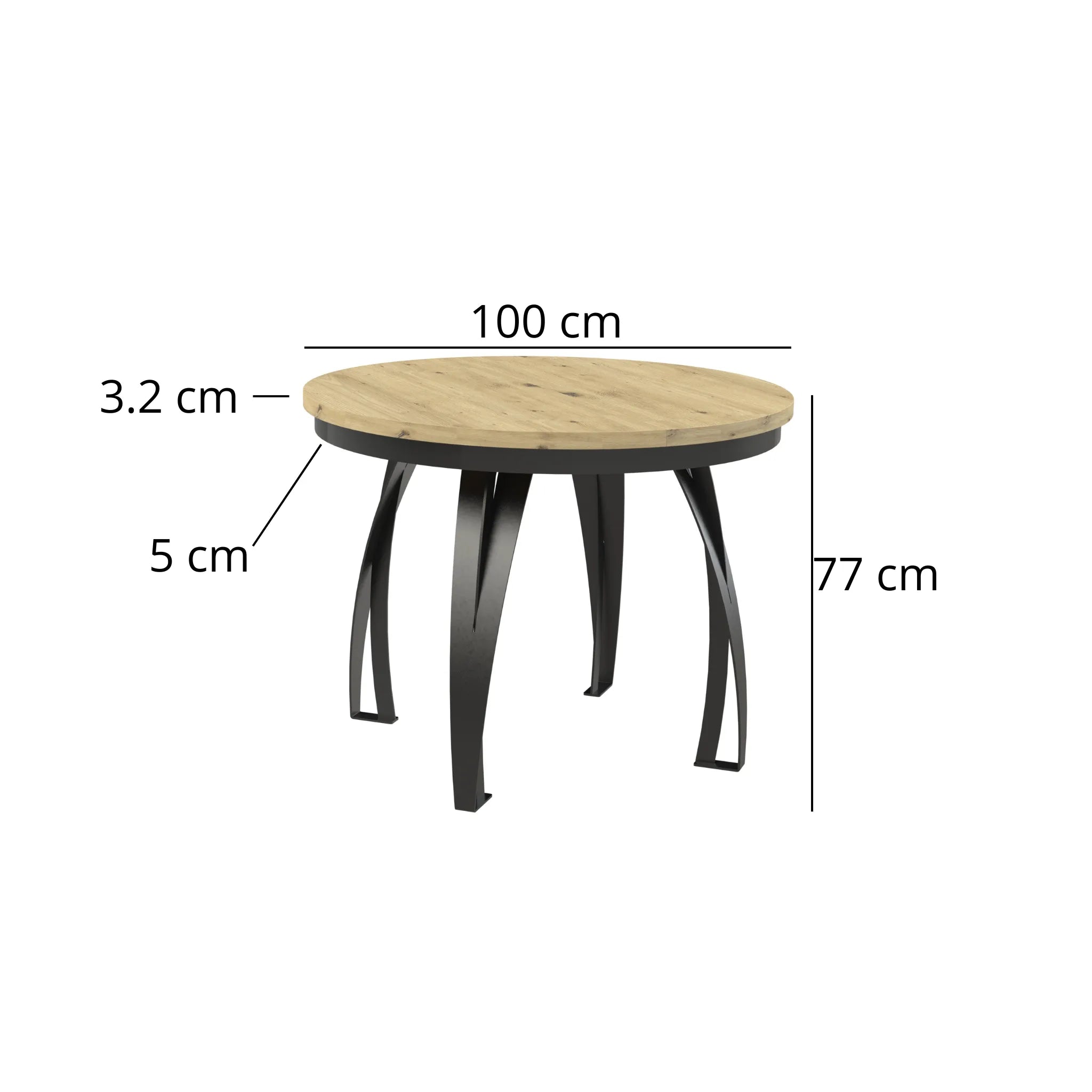 Esstisch Jango-N Rund 100 cm - 2 zusätzliche Tischplatten