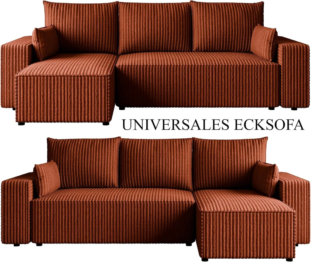 Ecksofa mit Schlaffunktion – Tobi Cordstoff Ambience, L-Form