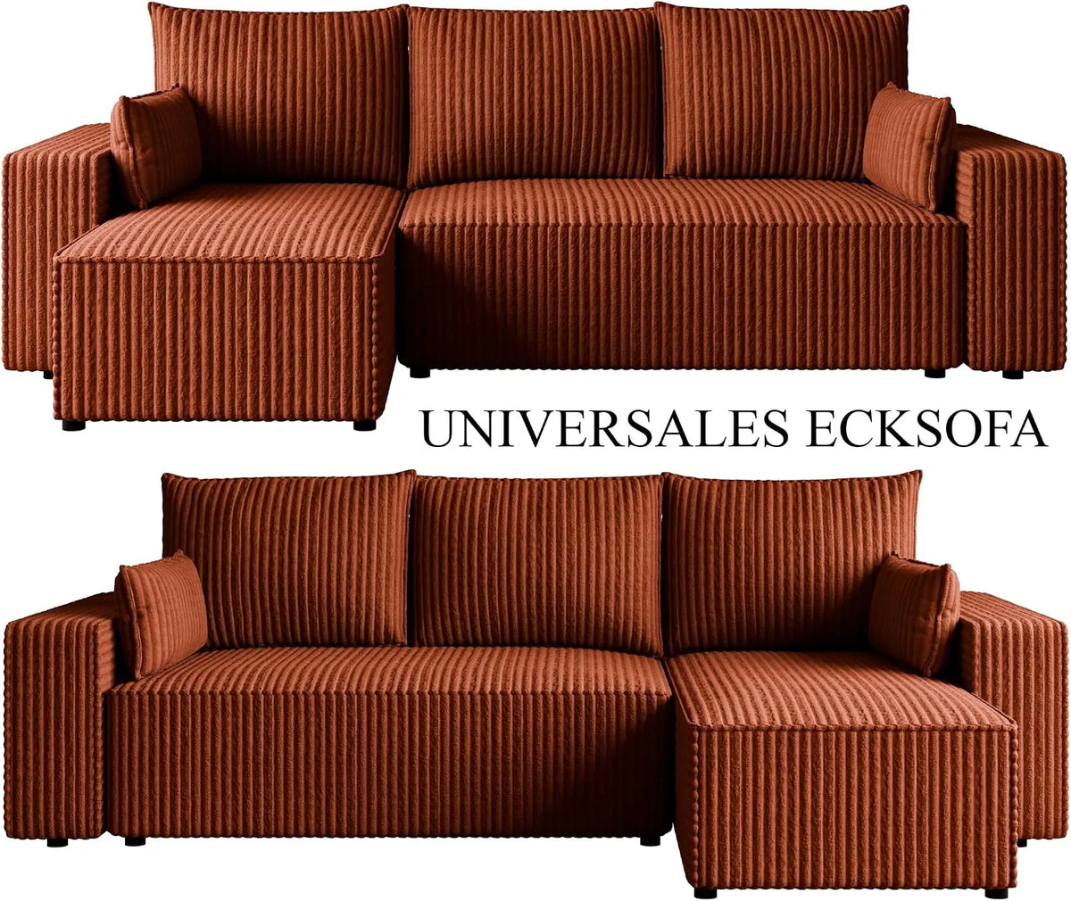 Ecksofa mit Schlaffunktion – Tobi Cordstoff Ambience, L-Form