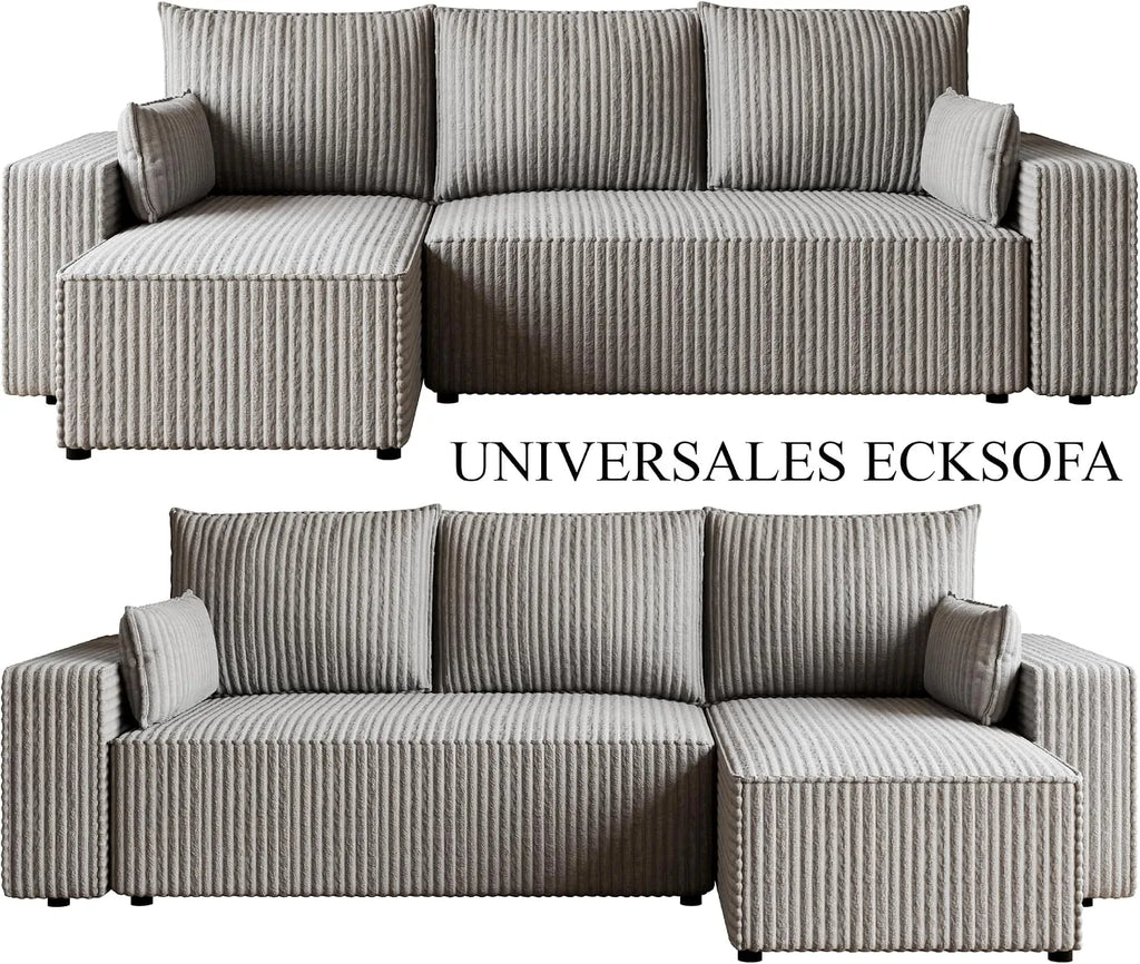 Ecksofa mit Schlaffunktion – Tobi Cordstoff Ambience, L-Form