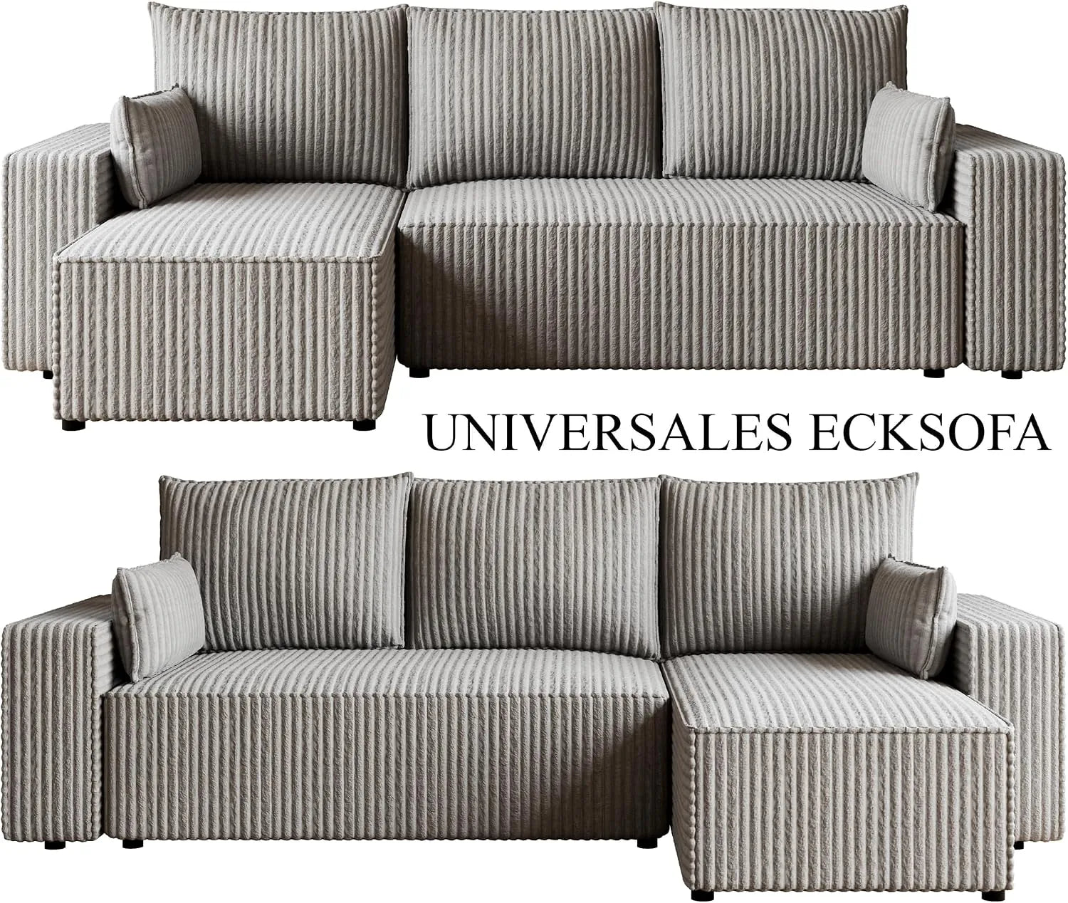 Ecksofa mit Schlaffunktion – Tobi Cordstoff Ambience, L-Form