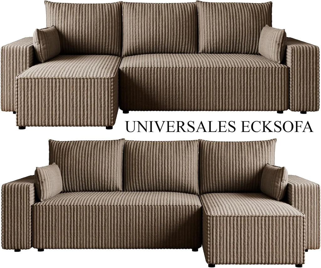Ecksofa mit Schlaffunktion – Tobi Cordstoff Ambience, L-Form