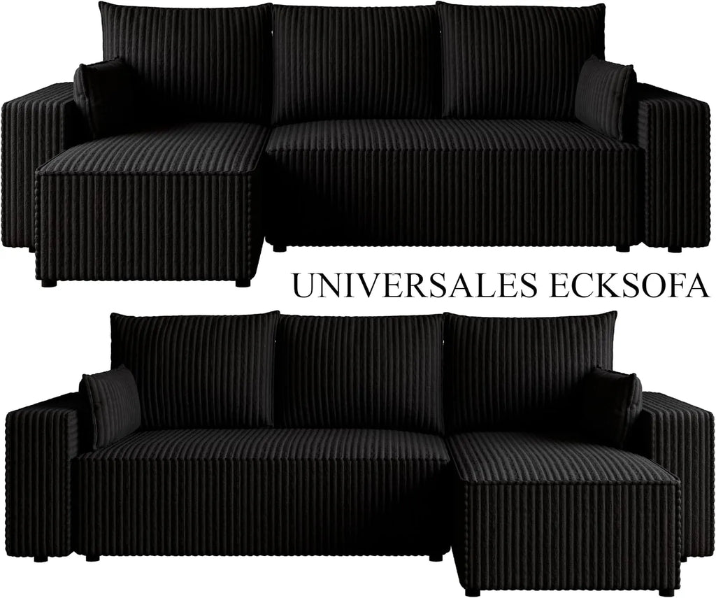 Ecksofa mit Schlaffunktion – Tobi Cordstoff Ambience, L-Form
