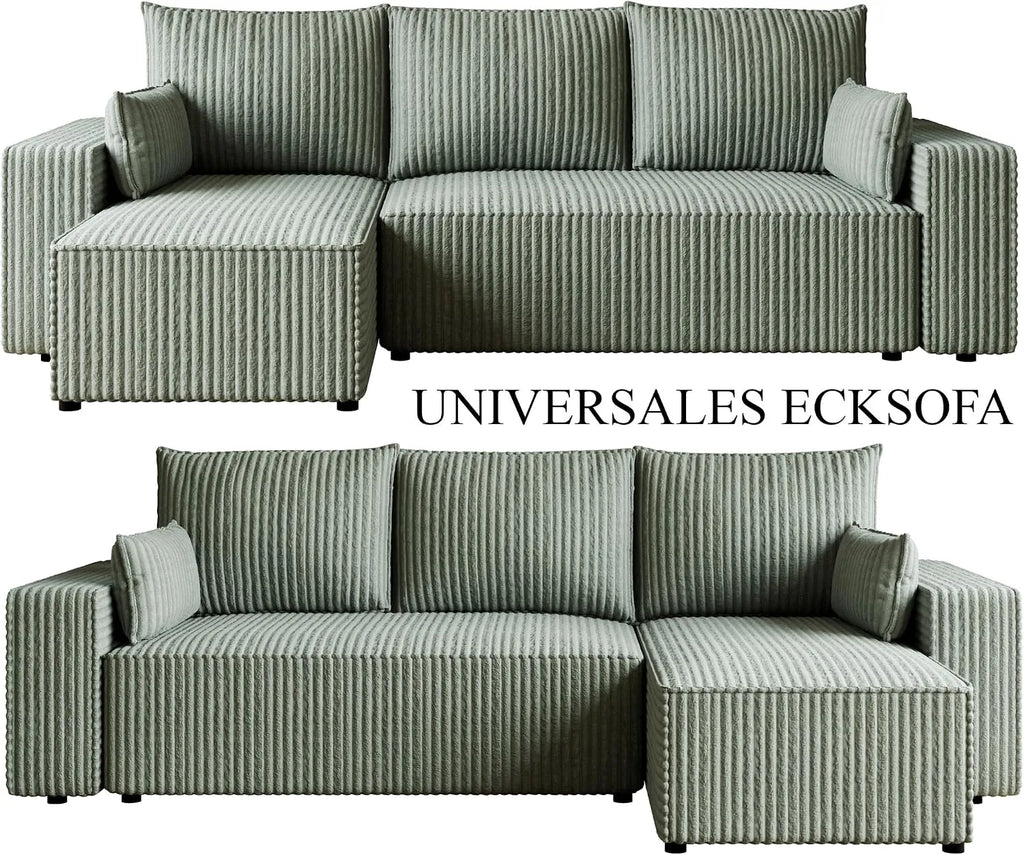 Ecksofa mit Schlaffunktion – Tobi Cordstoff Ambience, L-Form