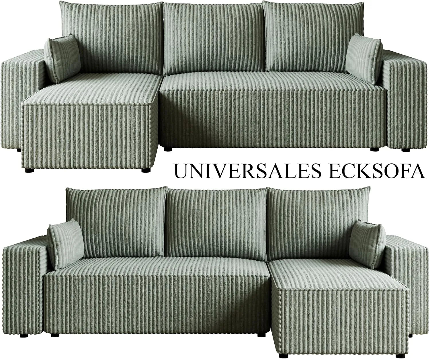 Ecksofa mit Schlaffunktion – Tobi Cordstoff Ambience, L-Form