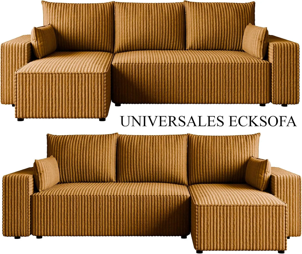 Ecksofa mit Schlaffunktion – Tobi Cordstoff Ambience, L-Form