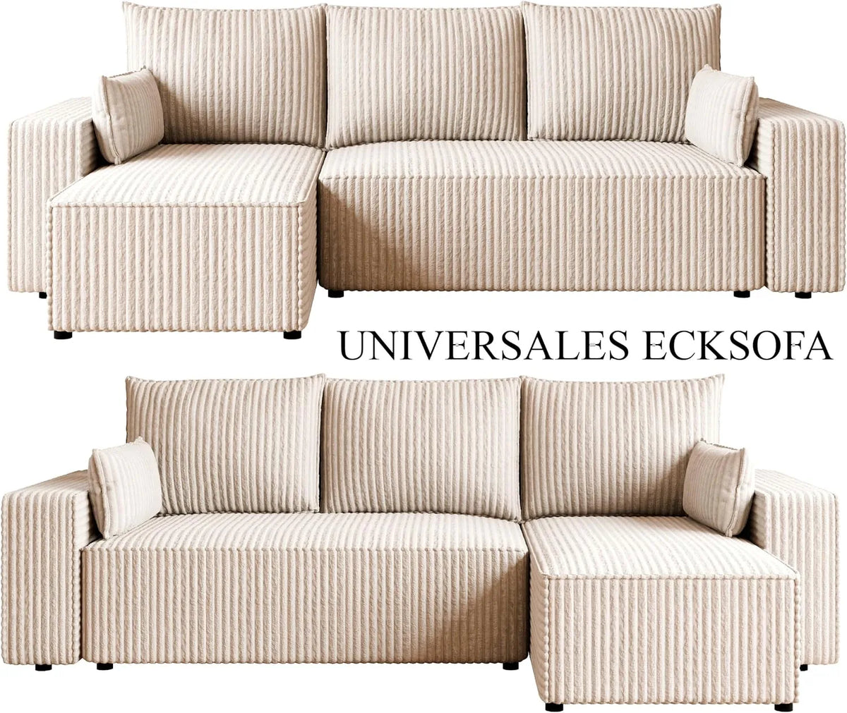 Ecksofa mit Schlaffunktion – Tobi Cordstoff Ambience, L-Form
