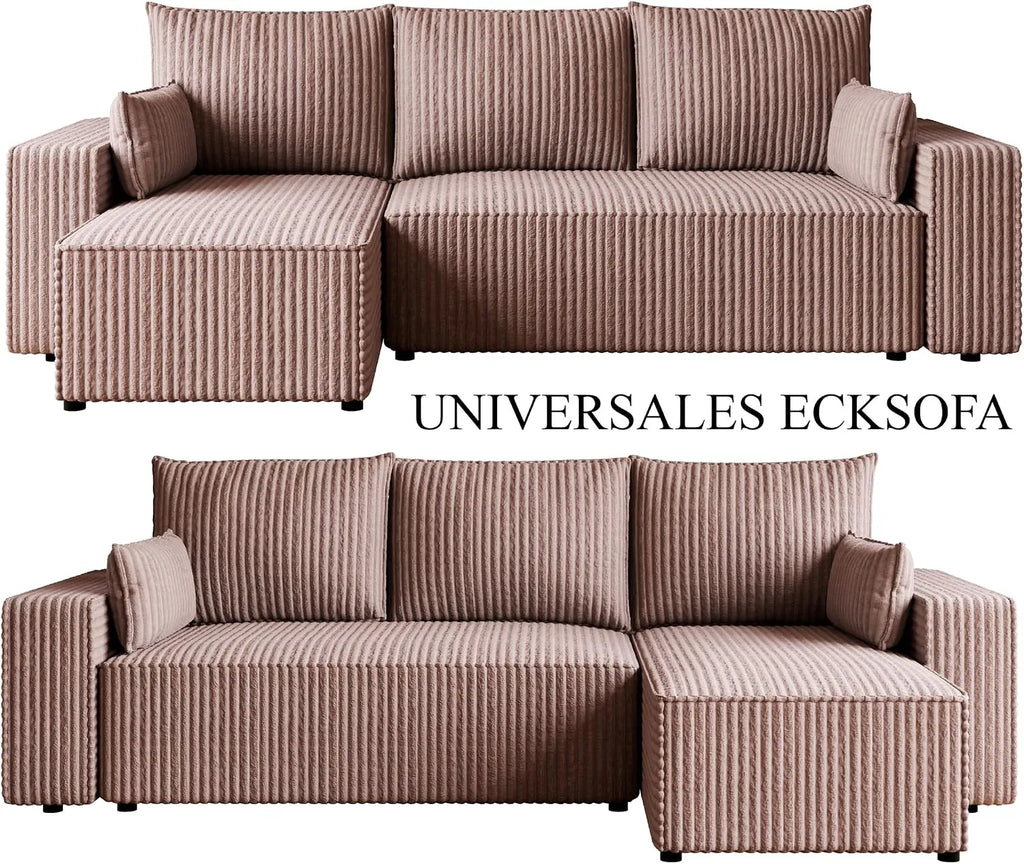 Ecksofa mit Schlaffunktion – Tobi Cordstoff Ambience, L-Form