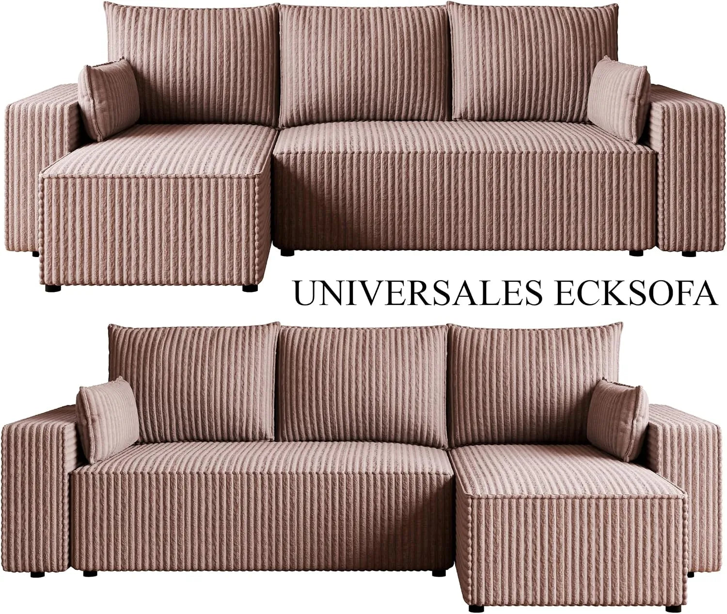 Ecksofa mit Schlaffunktion – Tobi Cordstoff Ambience, L-Form