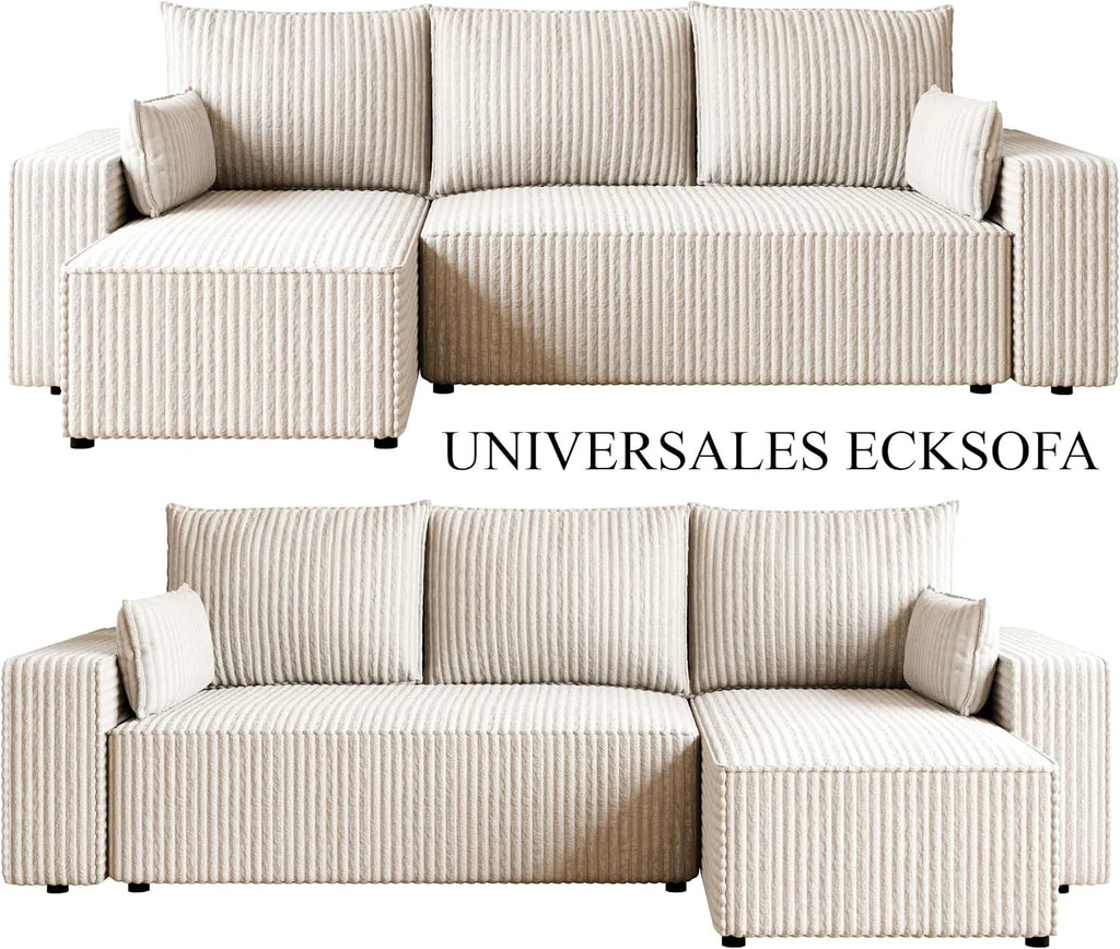 Ecksofa mit Schlaffunktion – Tobi Cordstoff Ambience, L-Form