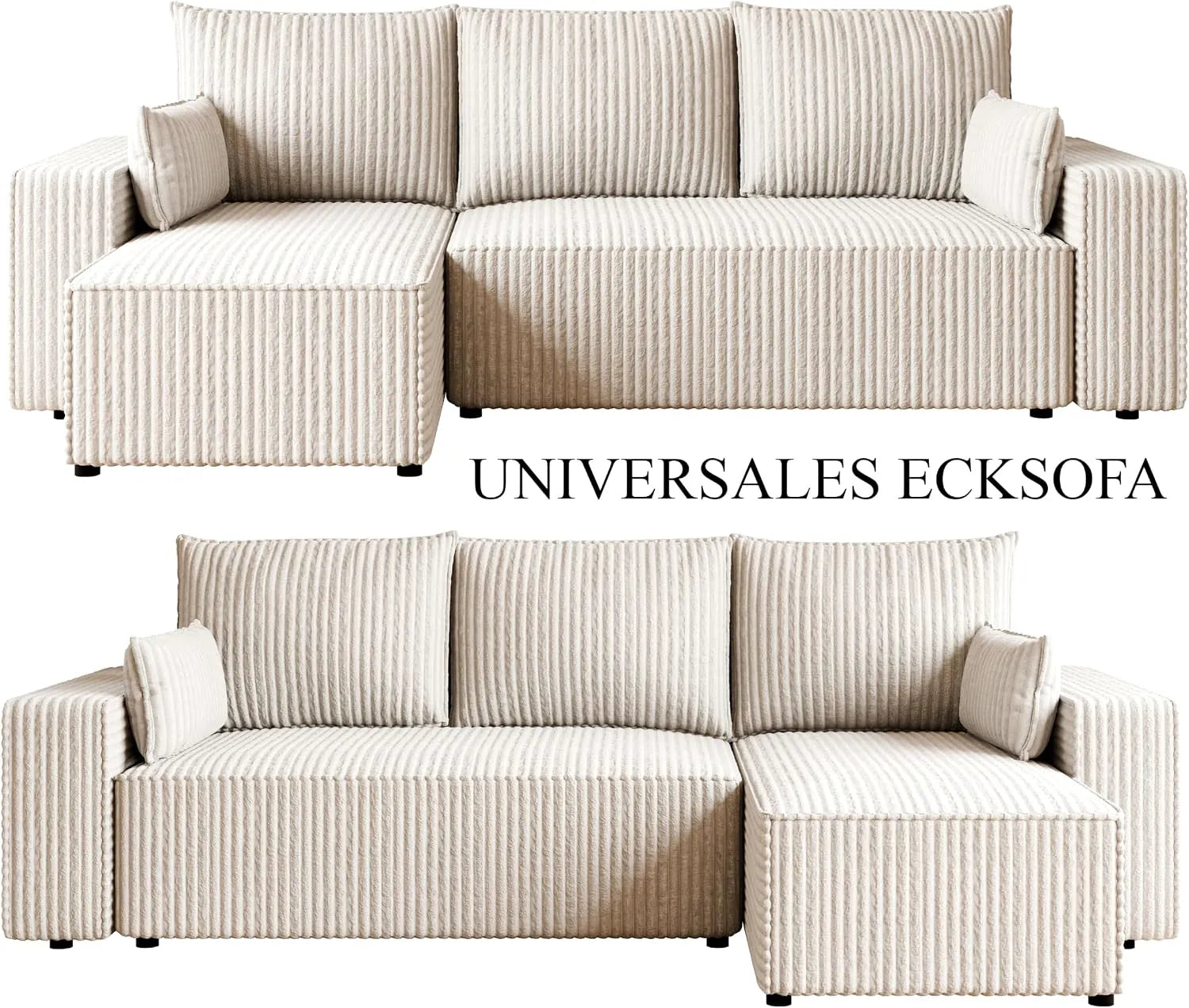 Ecksofa mit Schlaffunktion – Tobi Cordstoff Ambience, L-Form