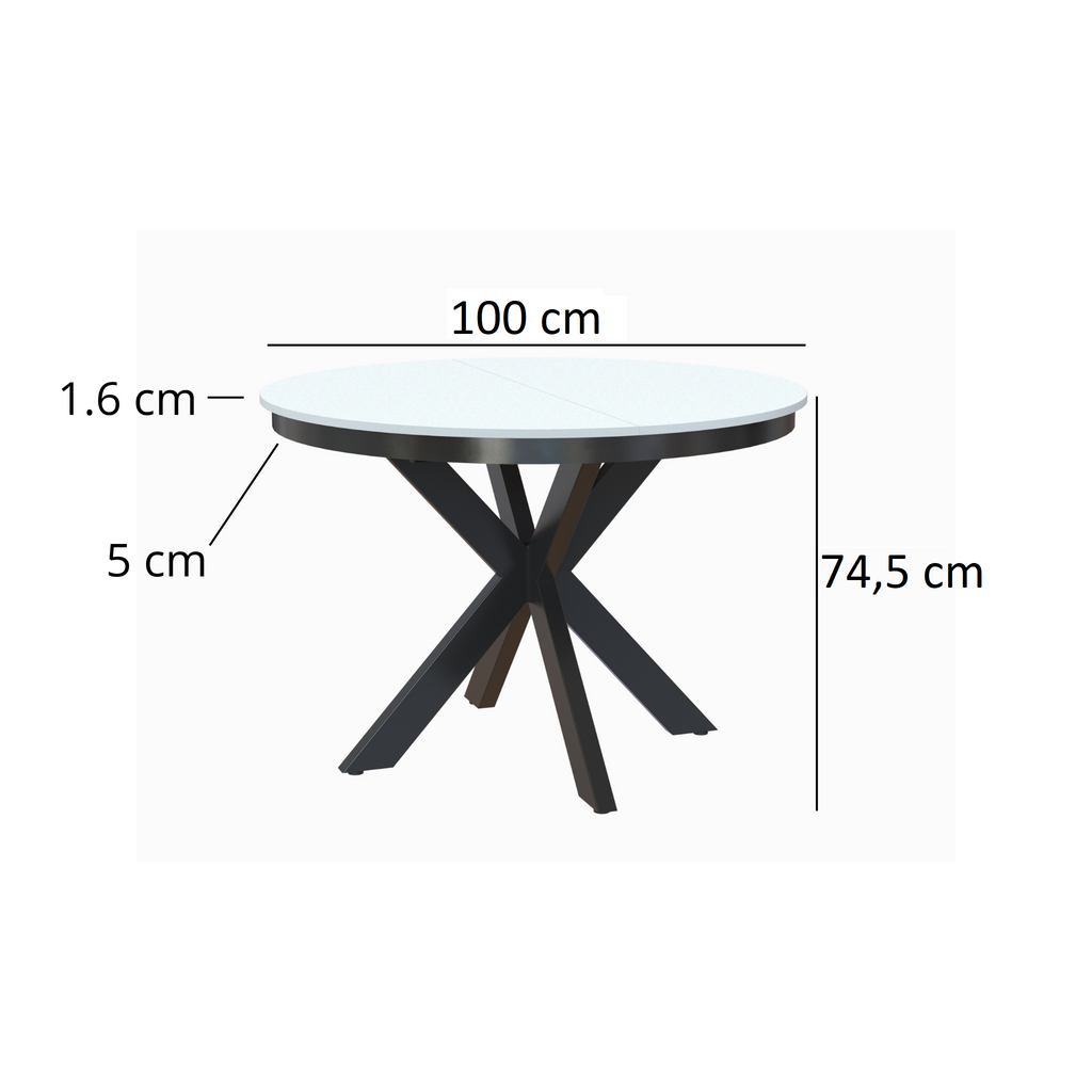 Esstisch Kama 100 cm Rund 1 zusätzliche Tischplatte