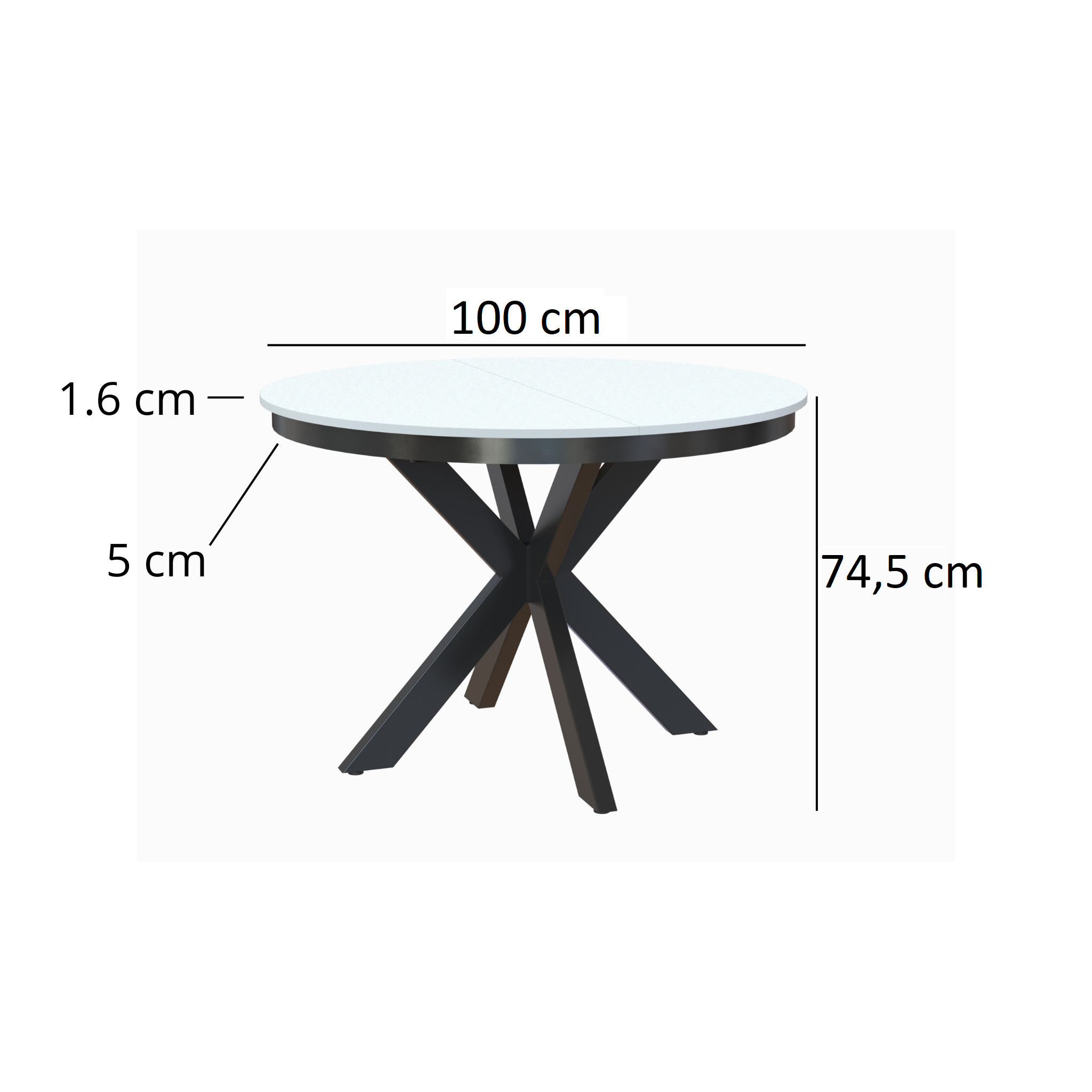 Esstisch Kama 100 cm Rund 1 zusätzliche Tischplatte