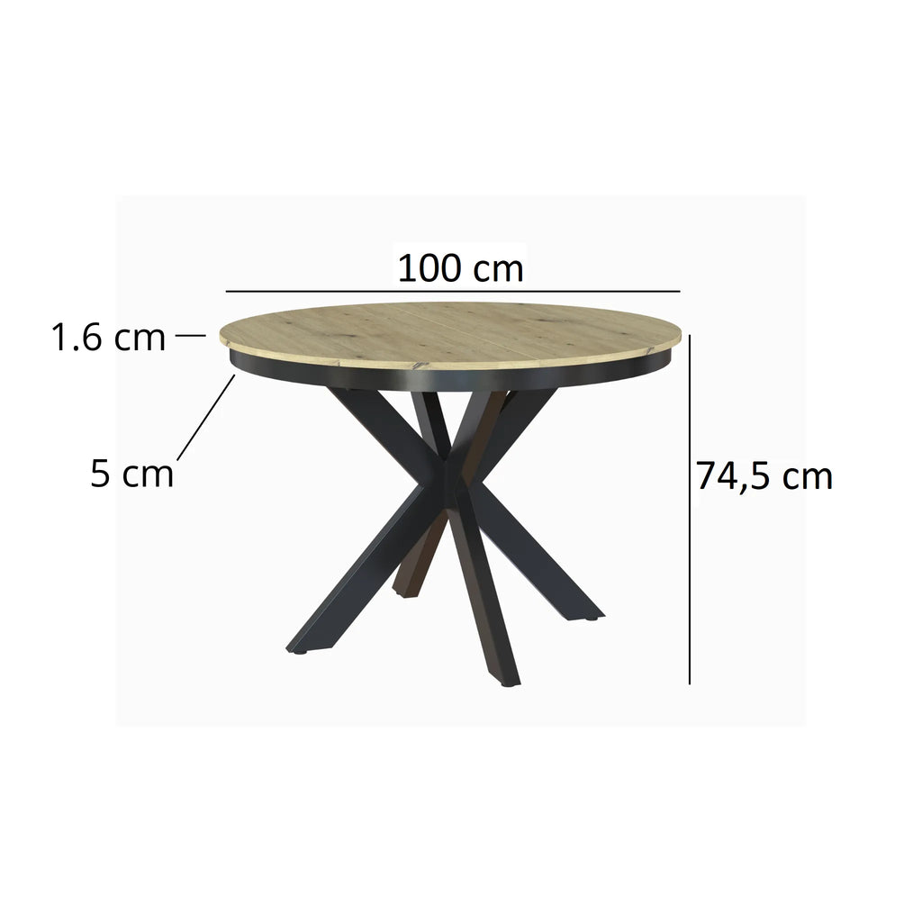 Esstisch Kama 100 cm Rund 1 zusätzliche Tischplatte
