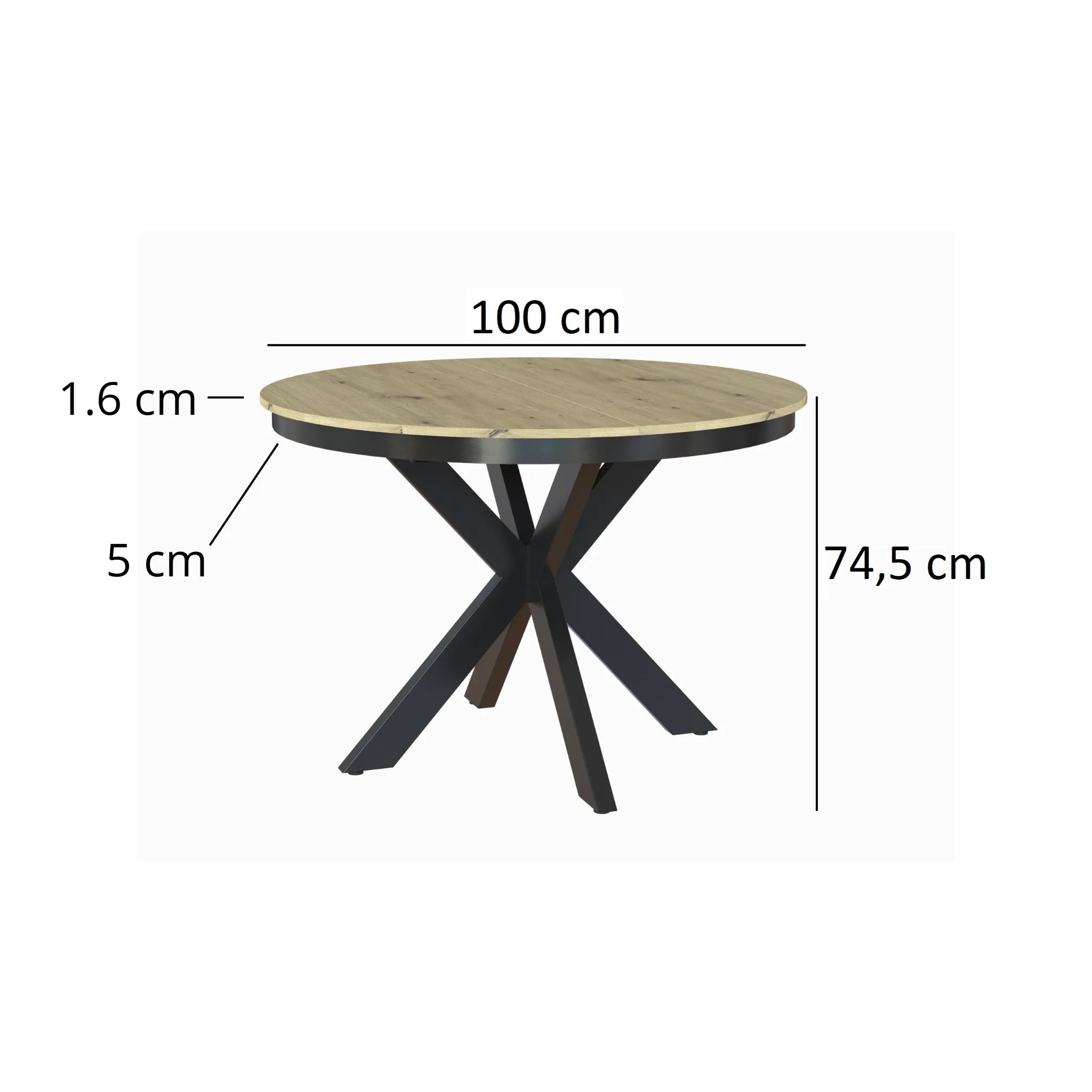 Esstisch Kama 100 cm Rund 1 zusätzliche Tischplatte