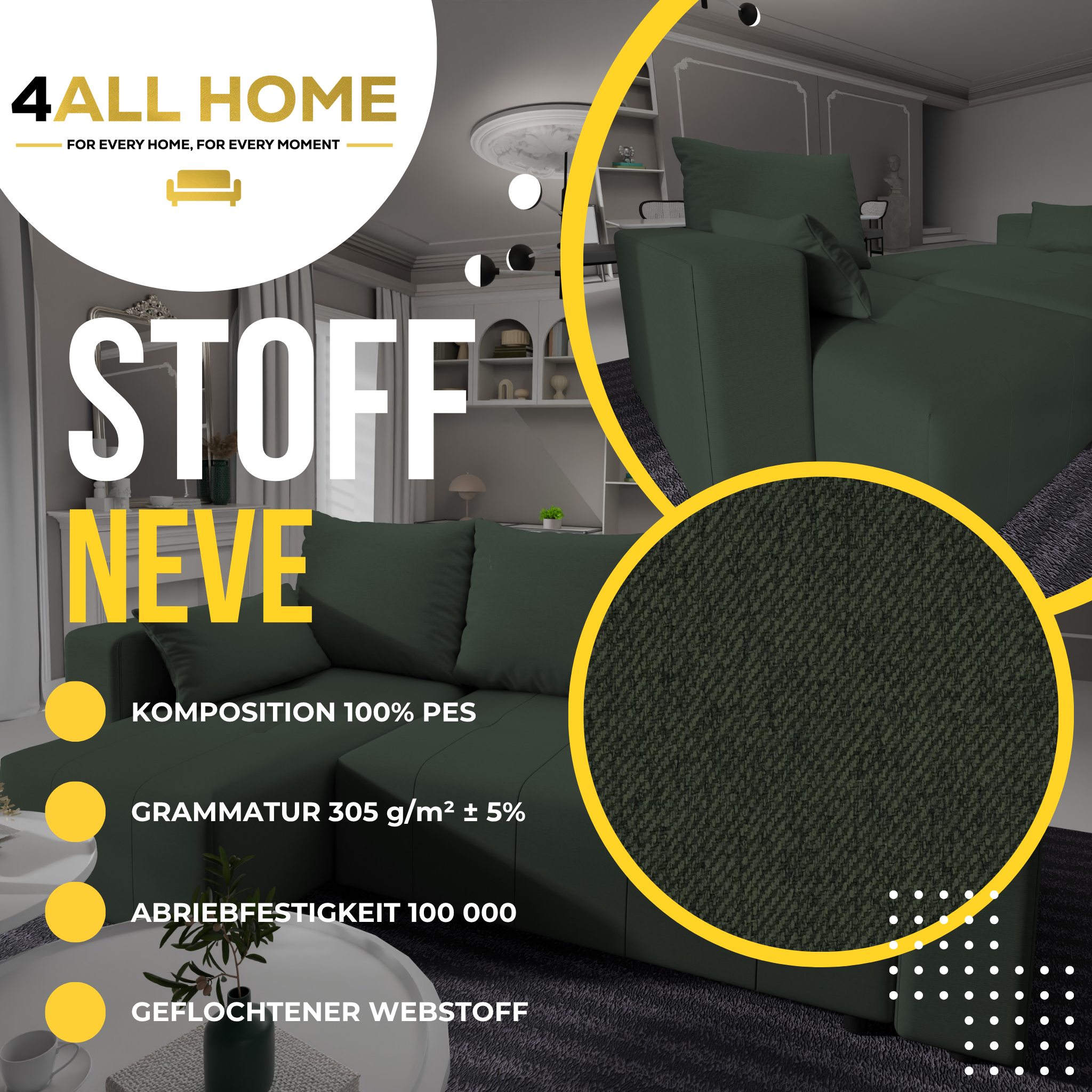 Ecksofa mit Schlaffunktion Tico Webstoff Neve