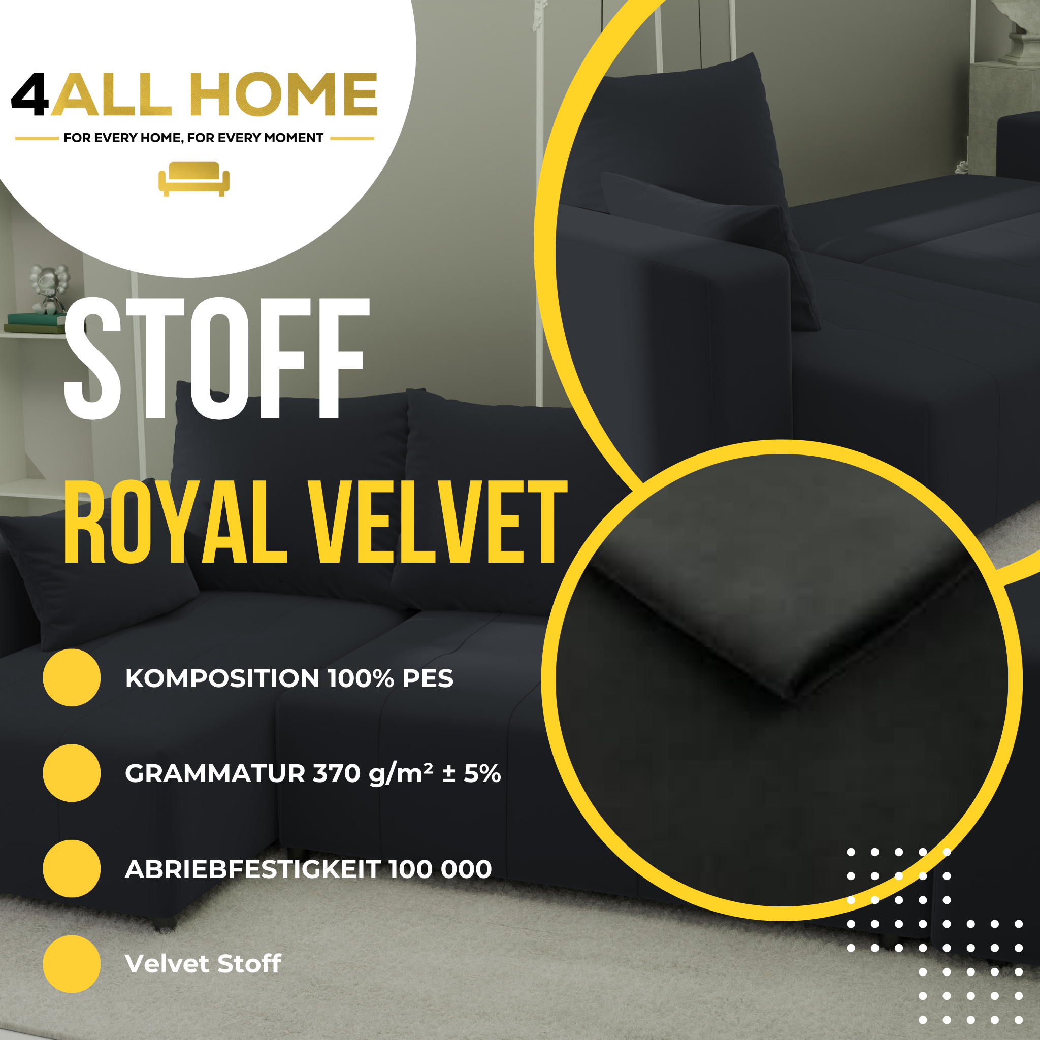 Ecksofa mit Schlaffunktion Tico Velour Royal Velvet