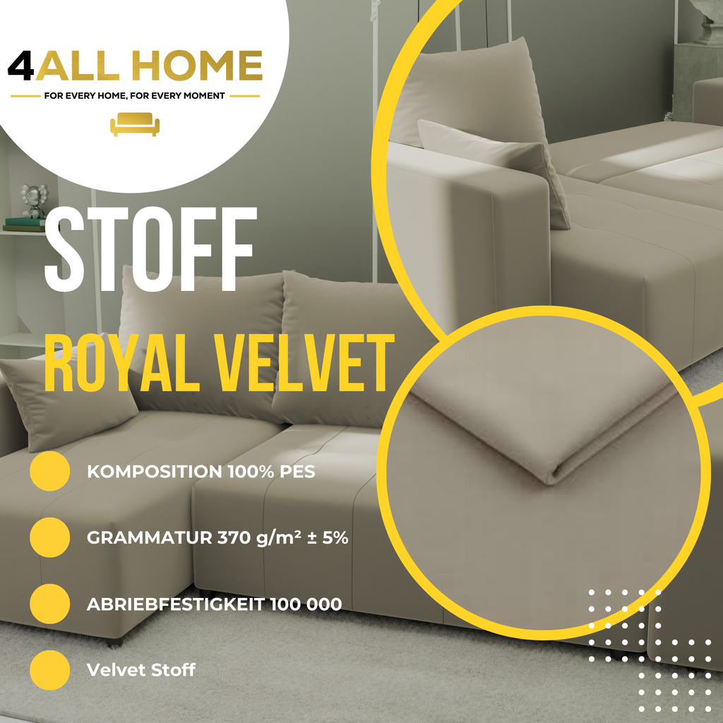 Ecksofa mit Schlaffunktion Tico Velour Royal Velvet