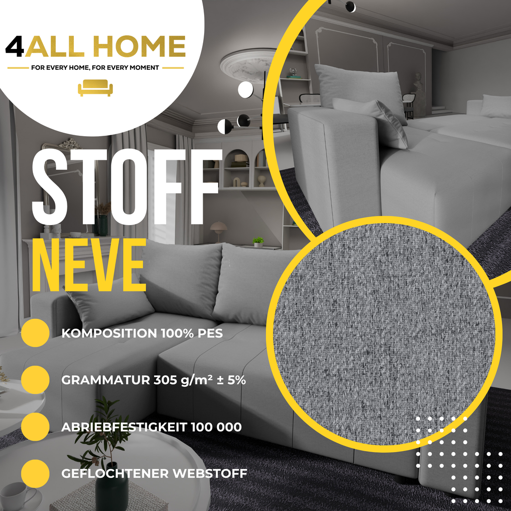 Ecksofa mit Schlaffunktion Tico Webstoff Neve