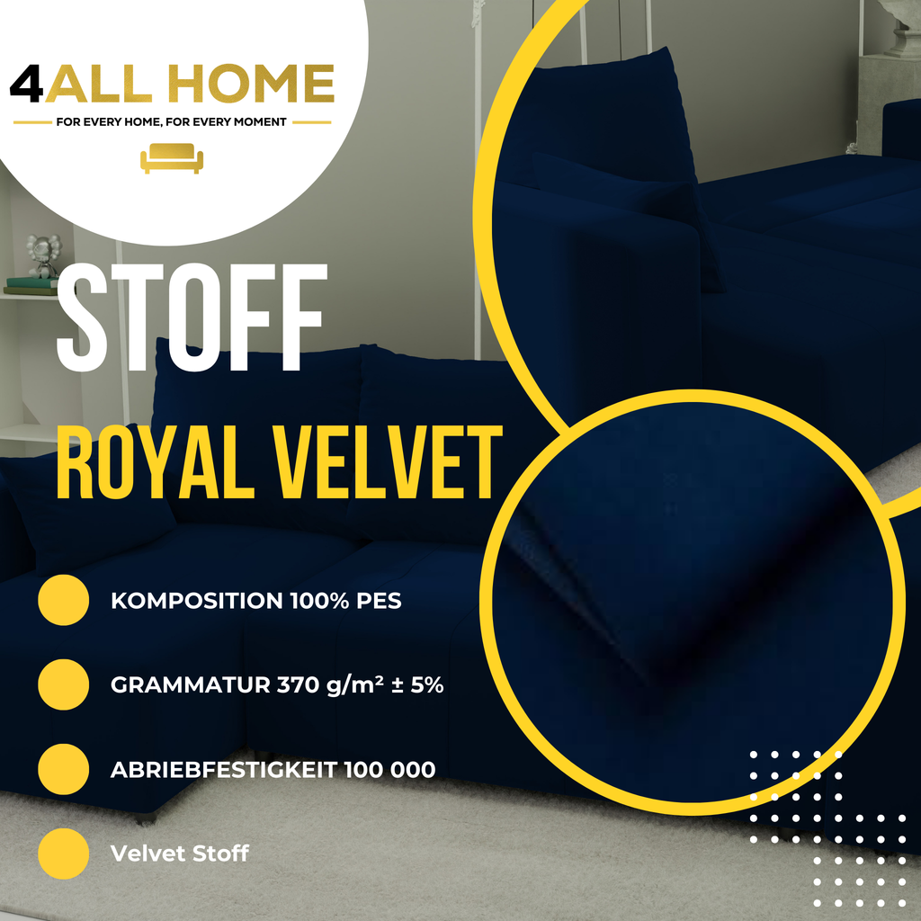 Ecksofa mit Schlaffunktion Tico Velour Royal Velvet