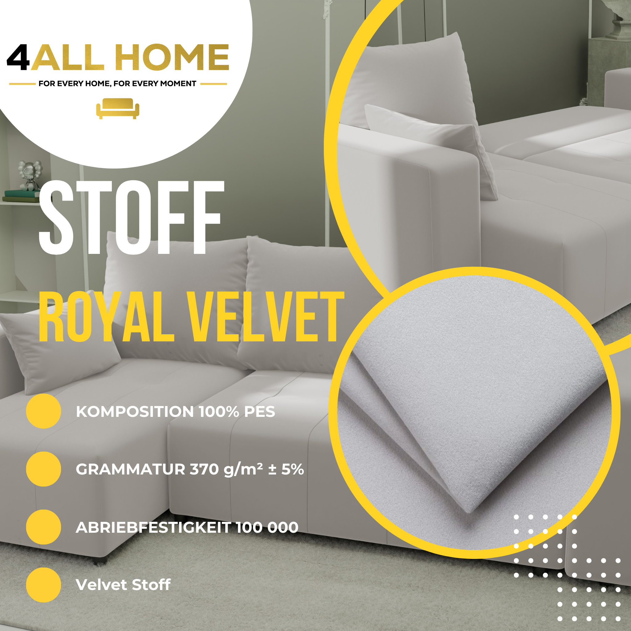 Ecksofa mit Schlaffunktion Tico Velour Royal Velvet