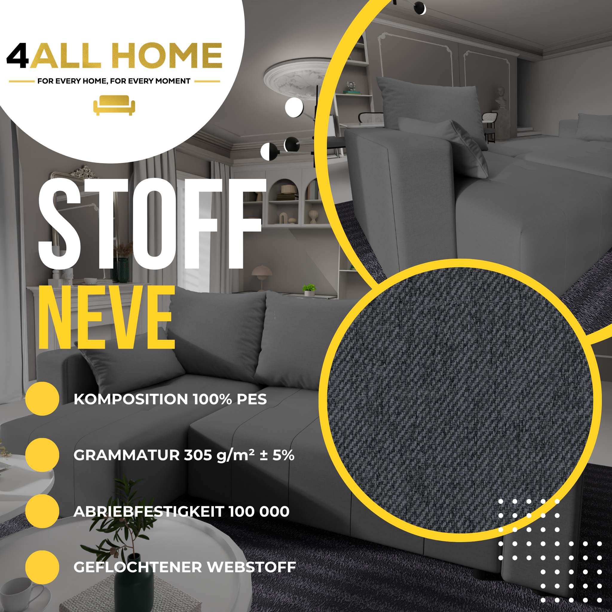 Ecksofa mit Schlaffunktion Tico Webstoff Neve