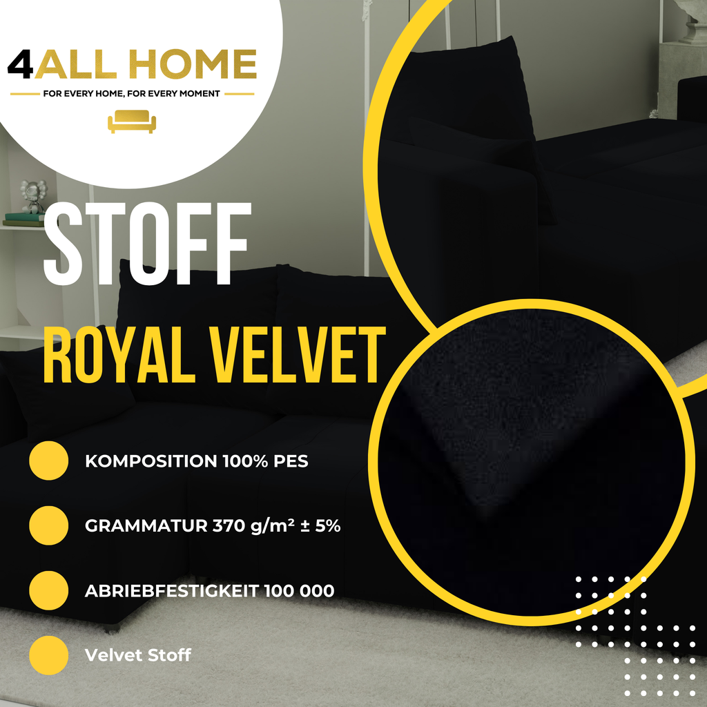 Ecksofa mit Schlaffunktion Tico Velour Royal Velvet