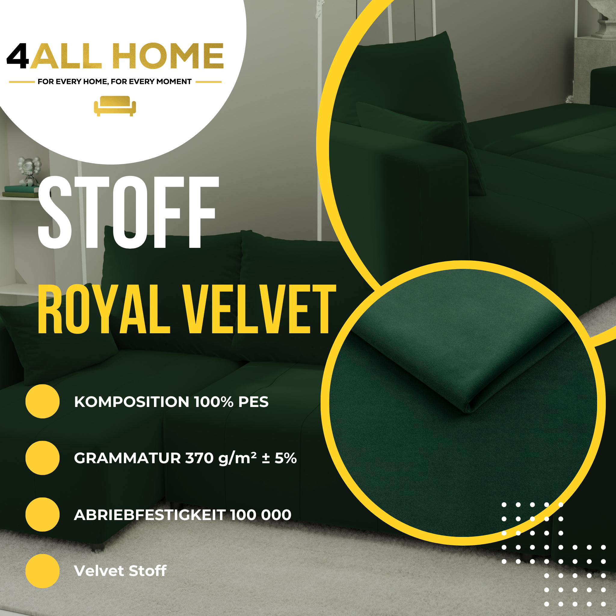 Ecksofa mit Schlaffunktion Tico Velour Royal Velvet