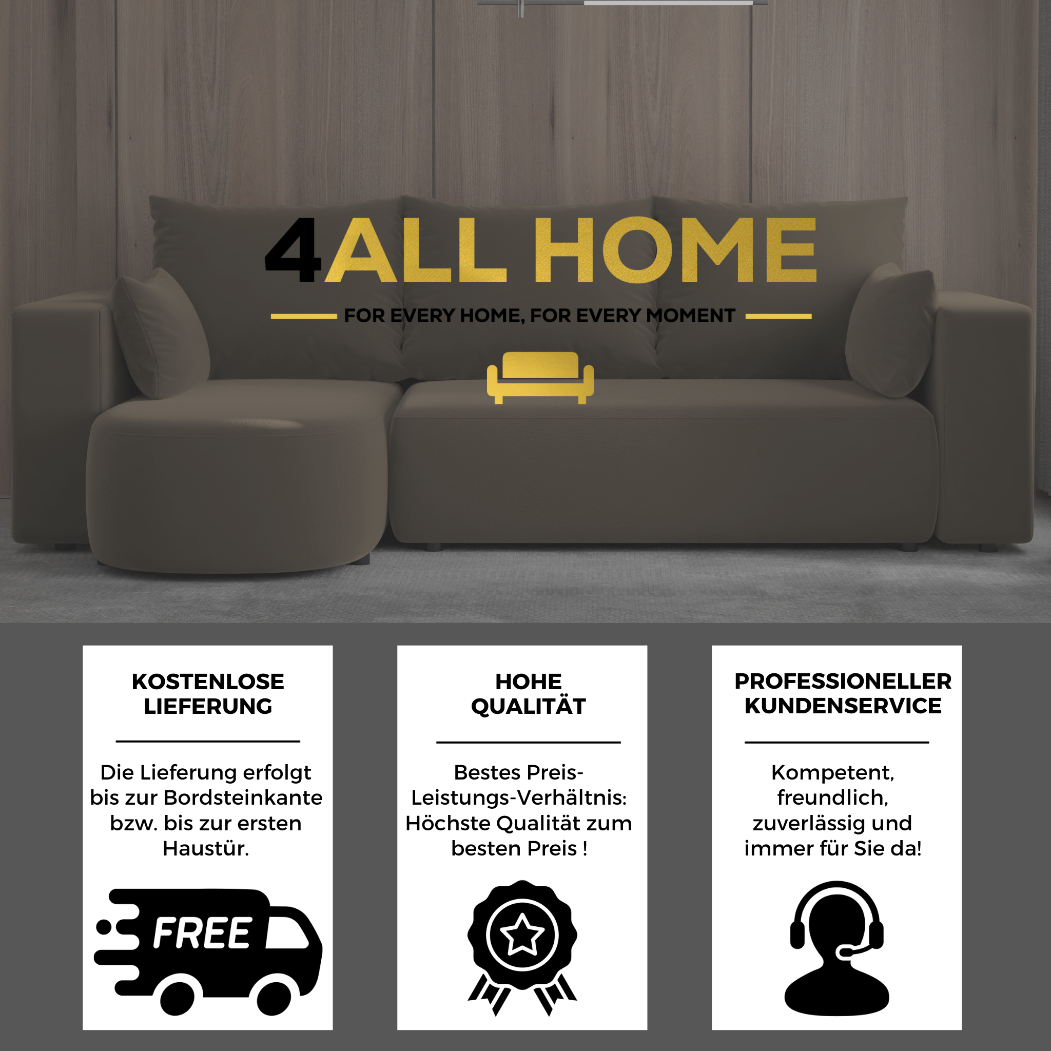 Ecksofa mit Schlaffunktion Tivo Velour Velo