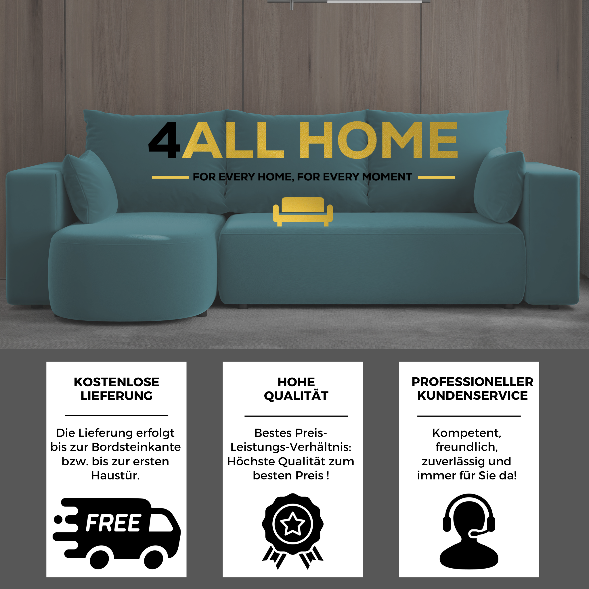 Ecksofa mit Schlaffunktion Tivo Velour Velo