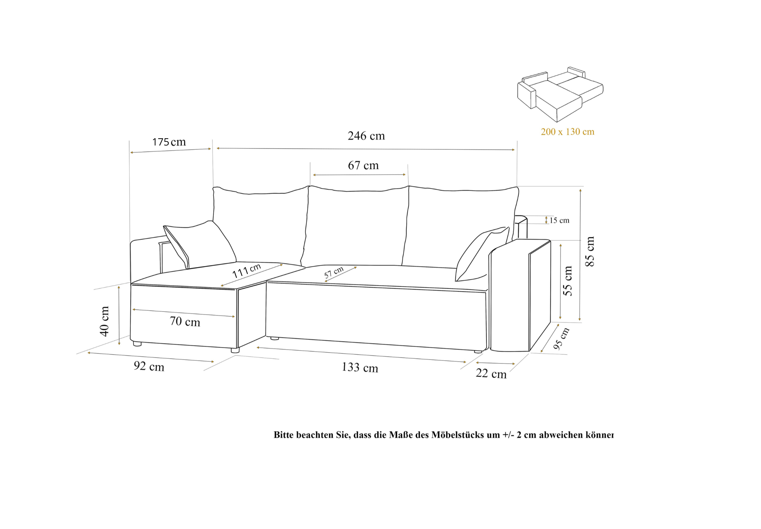Ecksofa mit Schlaffunktion Tivo Velour Velo