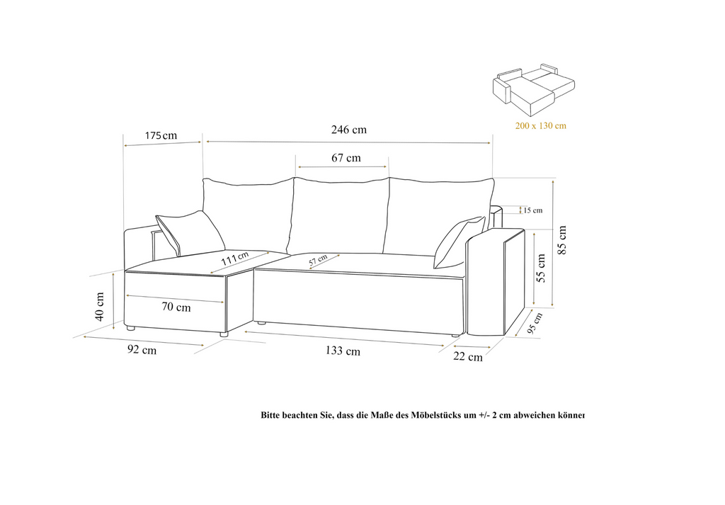 Ecksofa mit Schlaffunktion Tivo Velour Velo