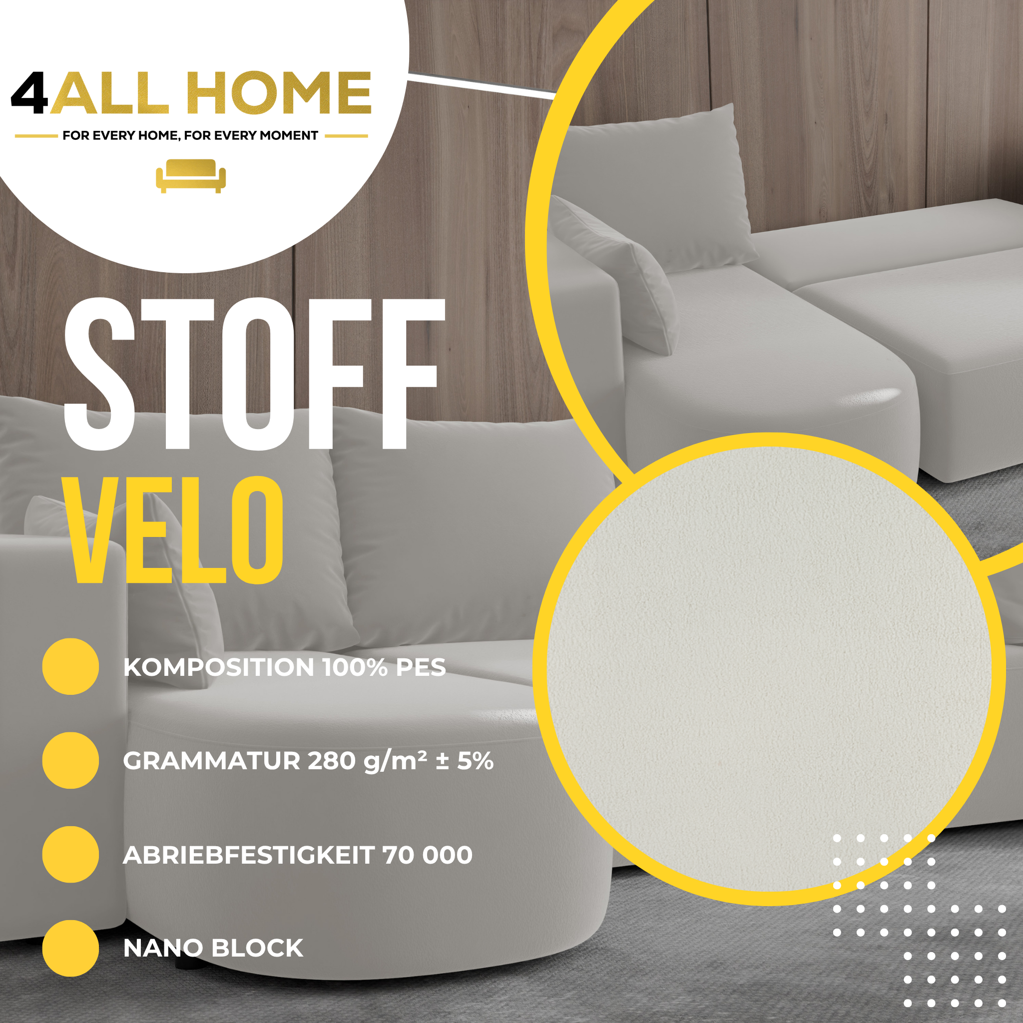 Ecksofa mit Schlaffunktion Tivo Velour Velo