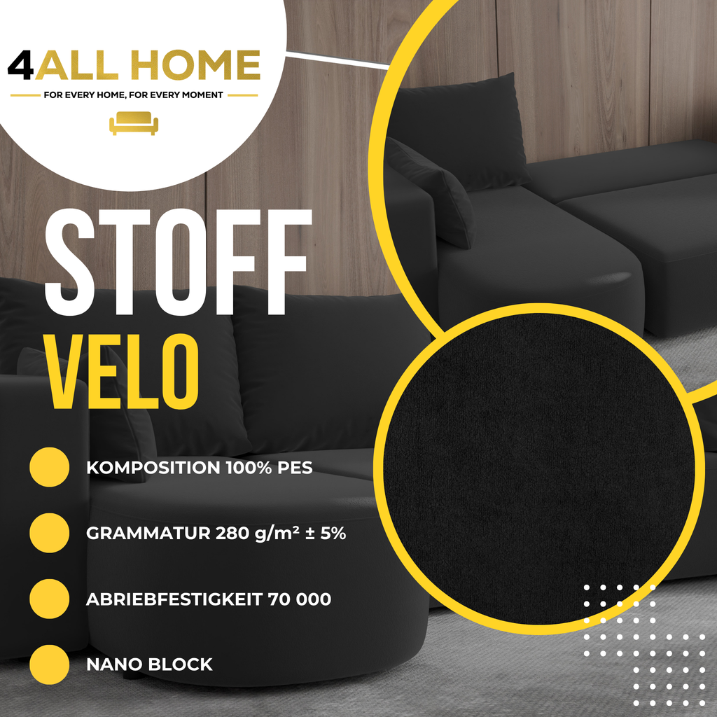 Ecksofa mit Schlaffunktion Tivo Velour Velo