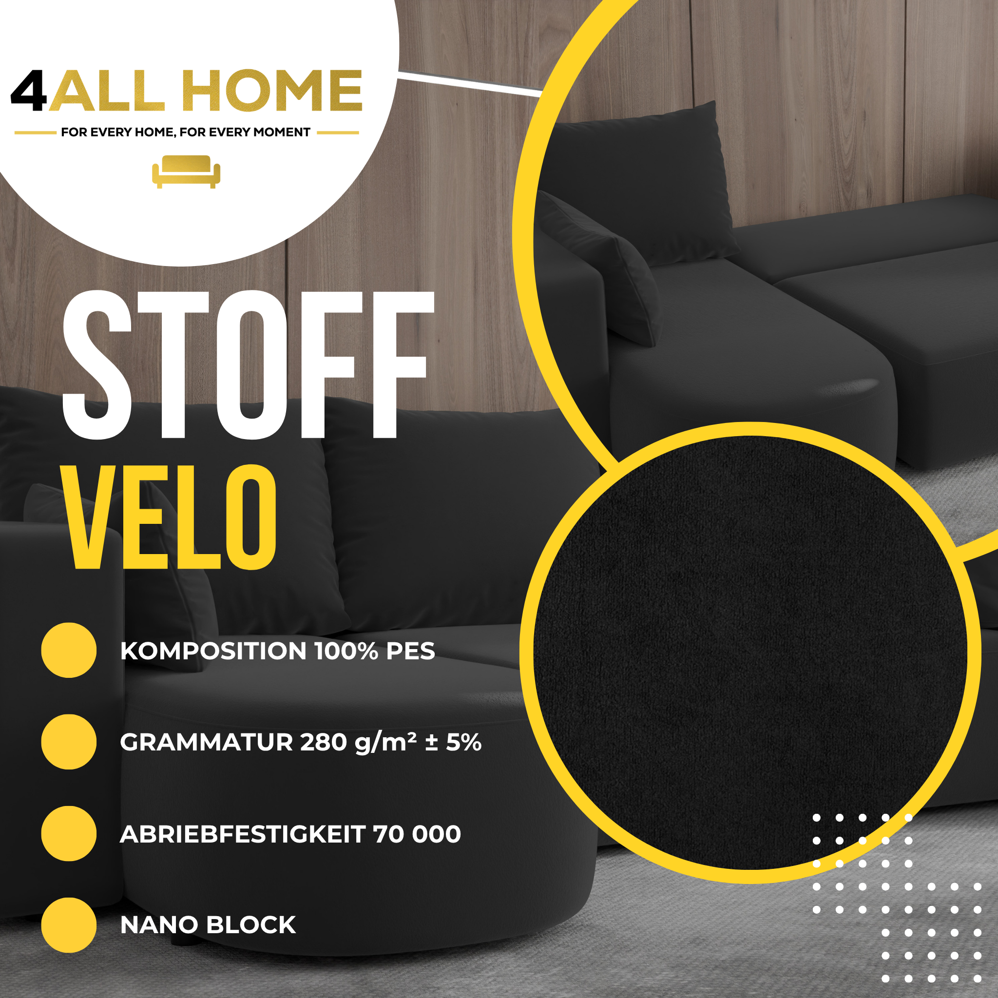 Ecksofa mit Schlaffunktion Tivo Velour Velo