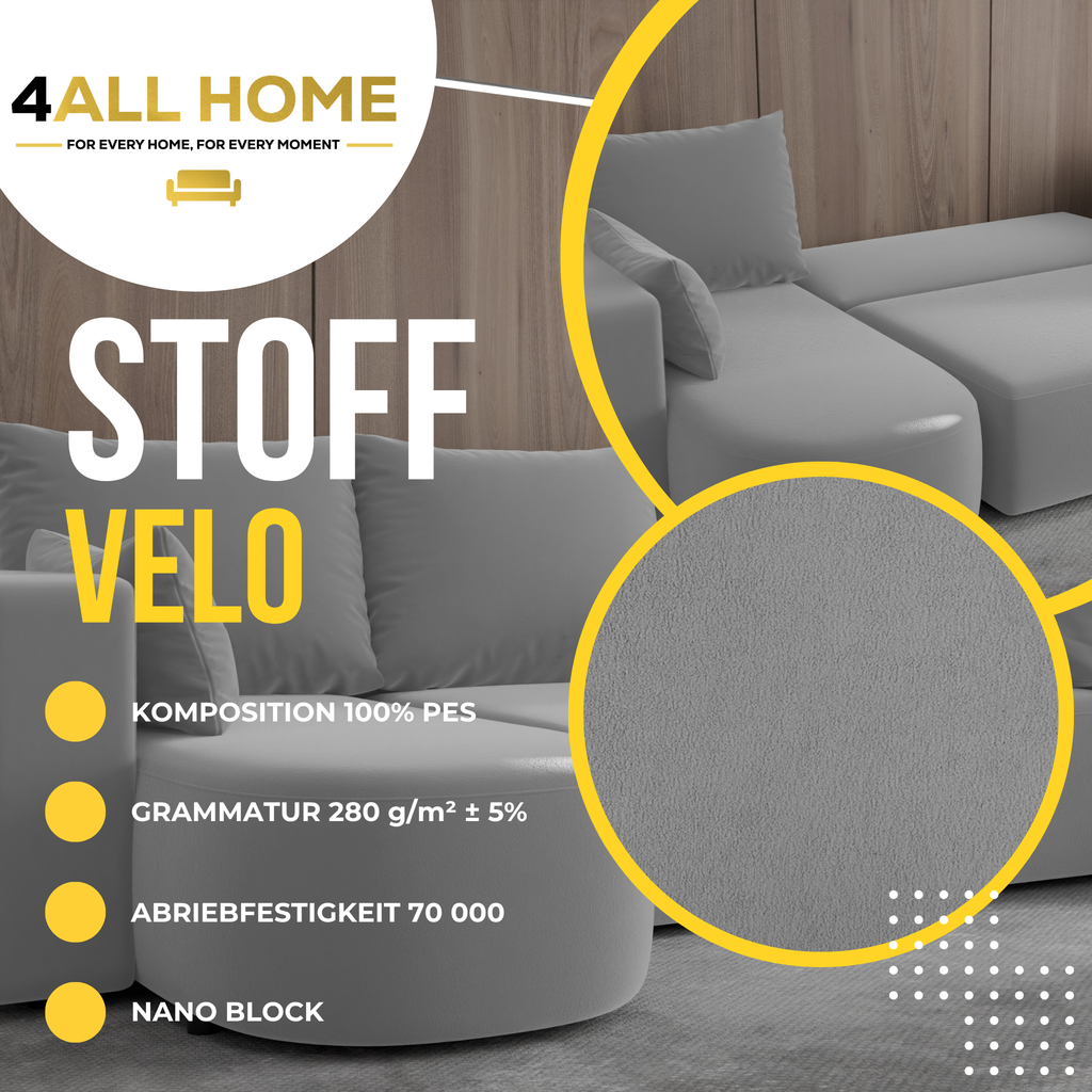 Ecksofa mit Schlaffunktion Tivo Velour Velo