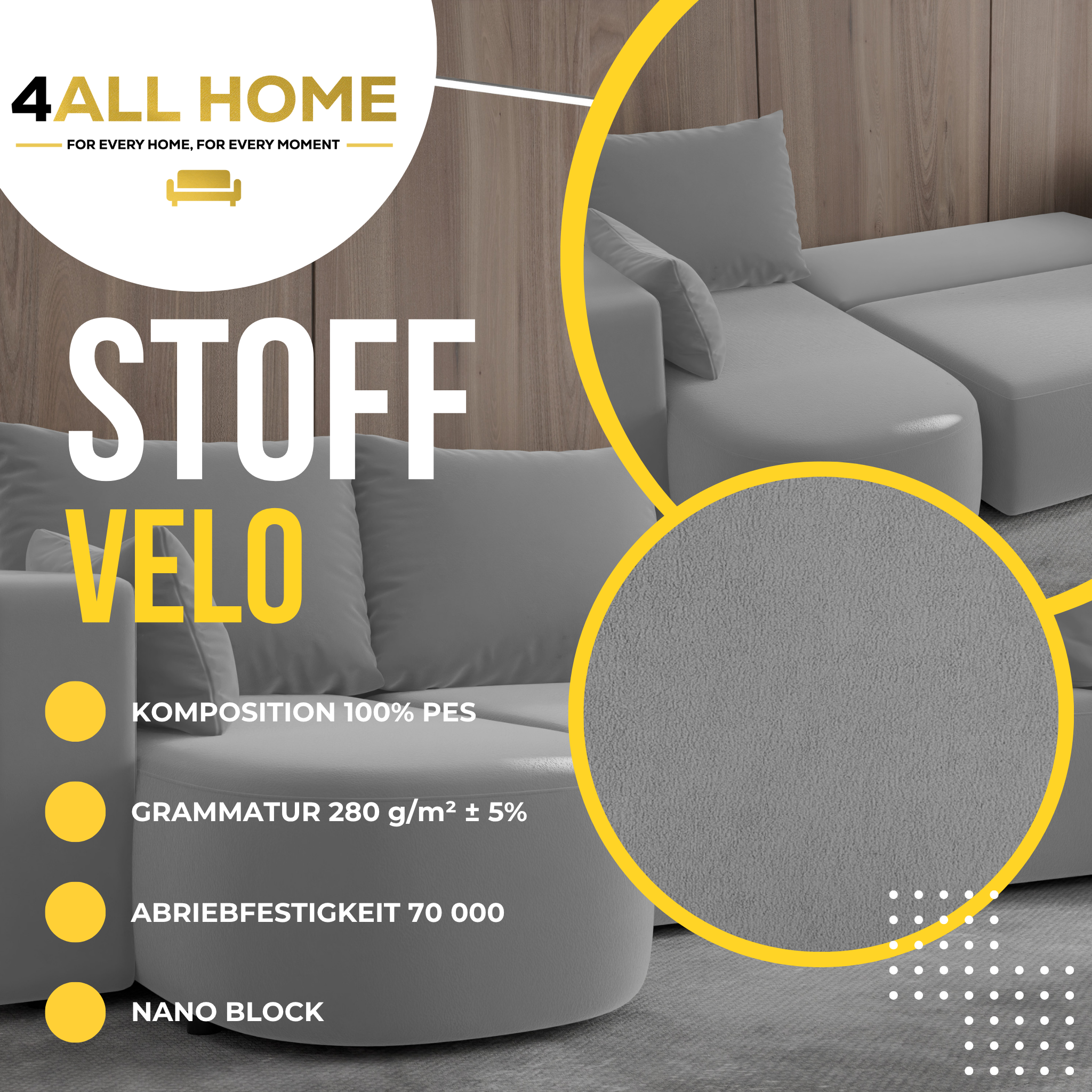 Ecksofa mit Schlaffunktion Tivo Velour Velo